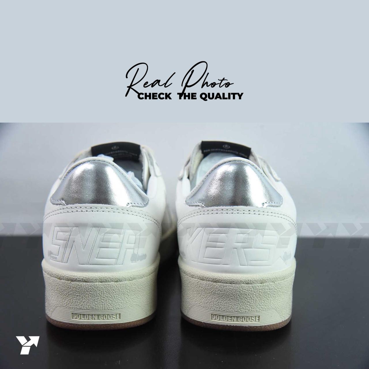 Golden Goose Ball Star 2-White Silver green gum