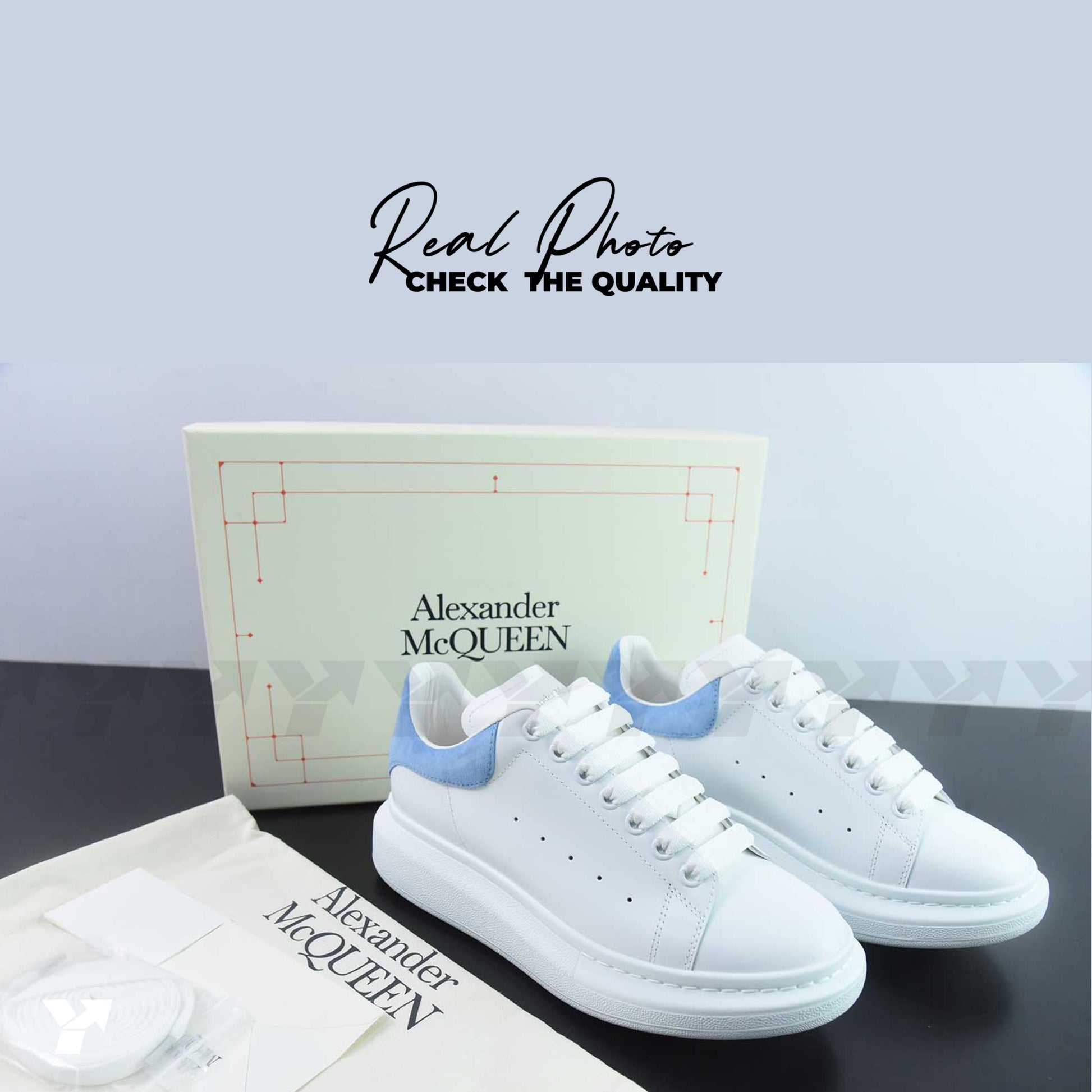 Alexander McQueen Wmns Oversized Sneaker 'White Powder Blue’
