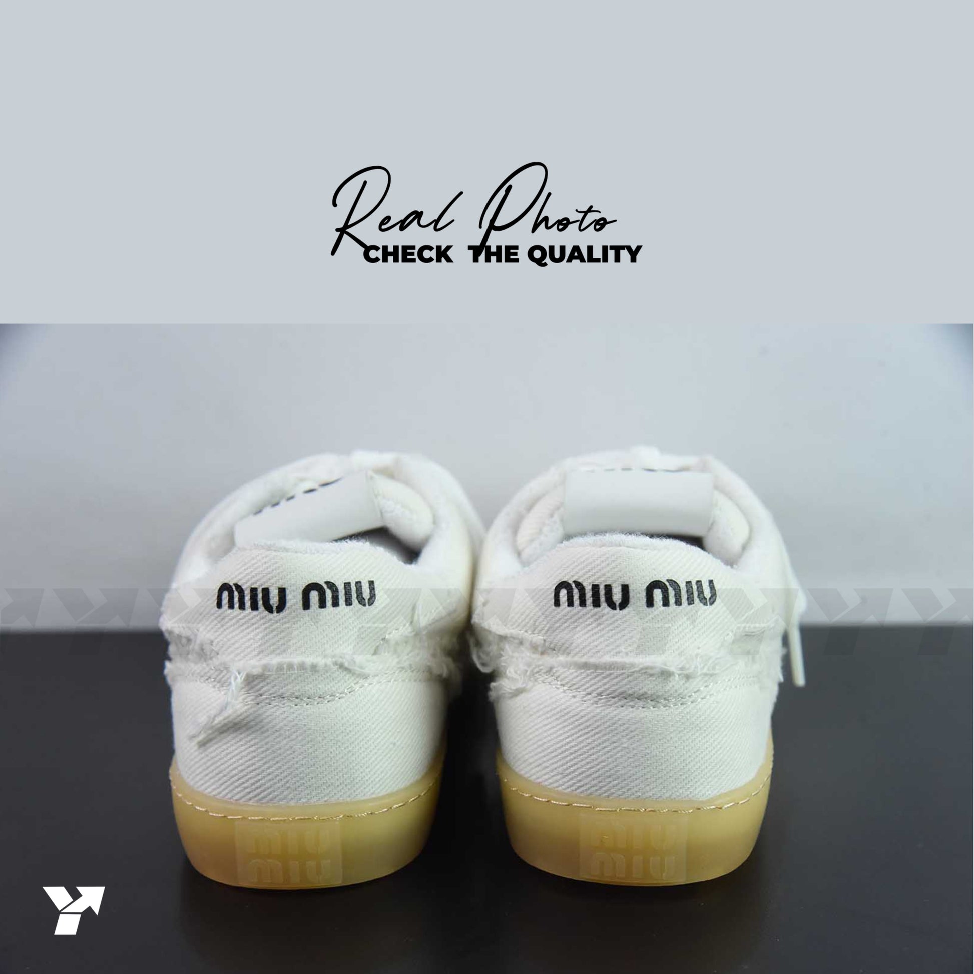 Miu Miu denim sneakers-Ivory