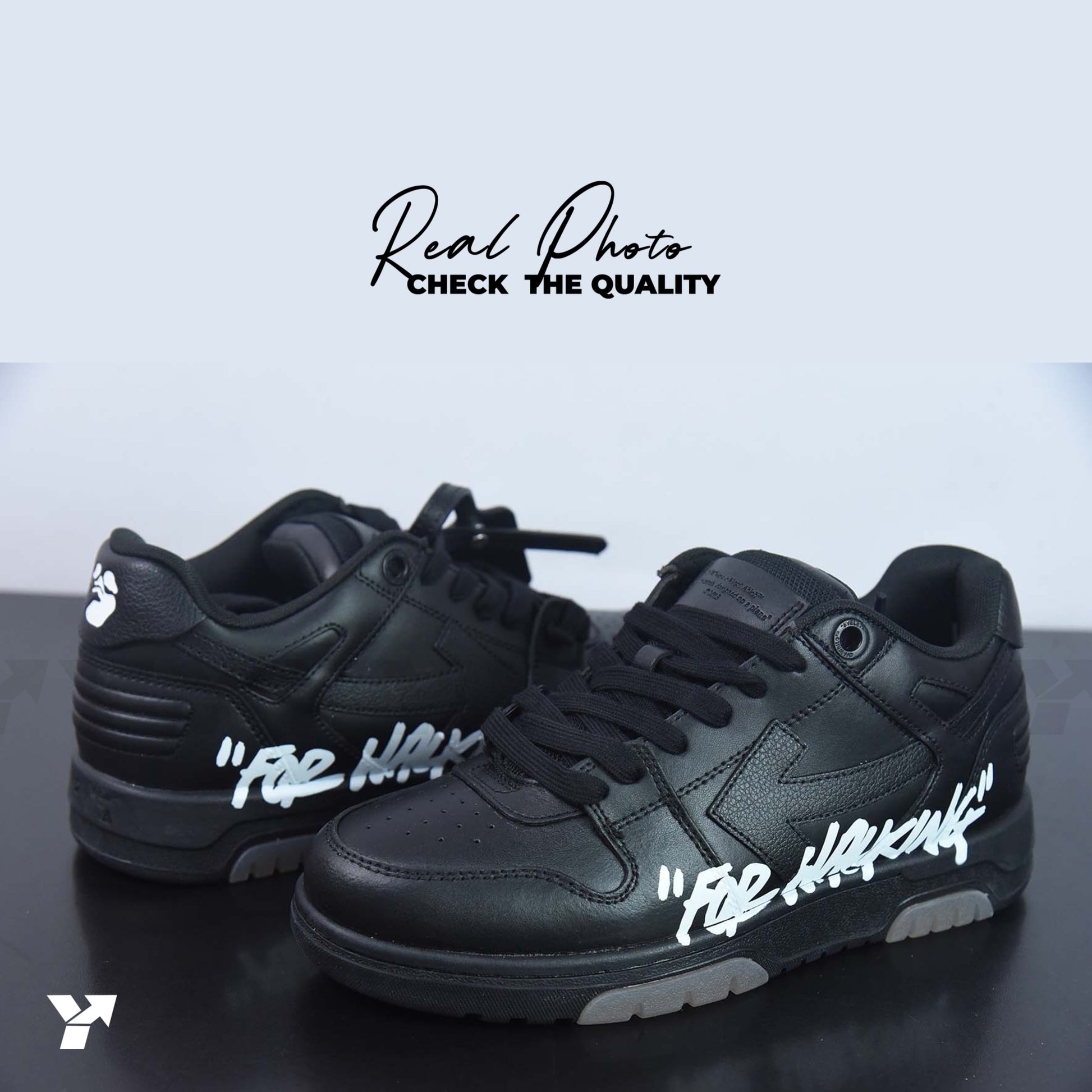 OFF-WHITE Out Of Office 00O "For Walking" Low Tops Black White
