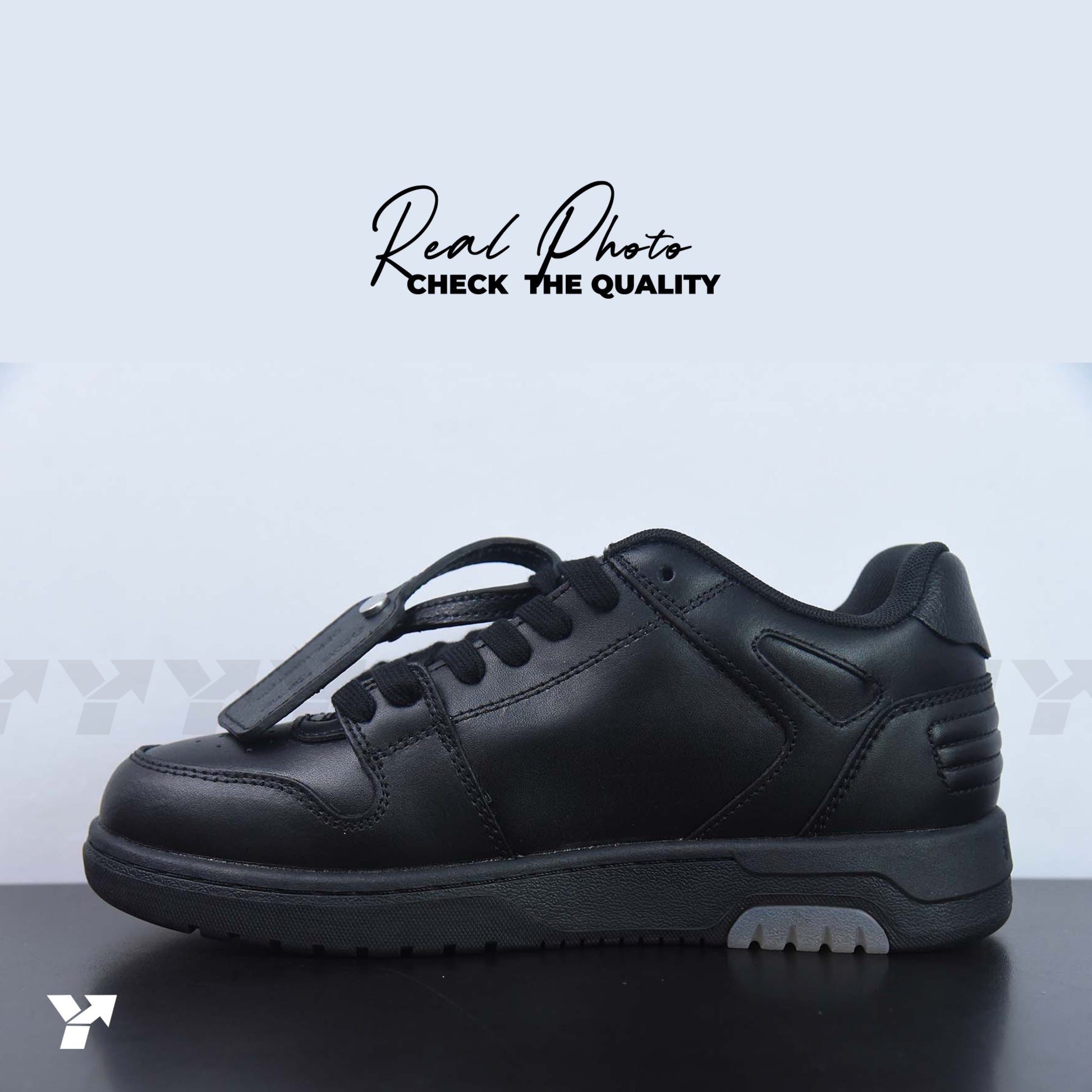 OFF-WHITE Out Of Office 00O "For Walking" Low Tops Black White