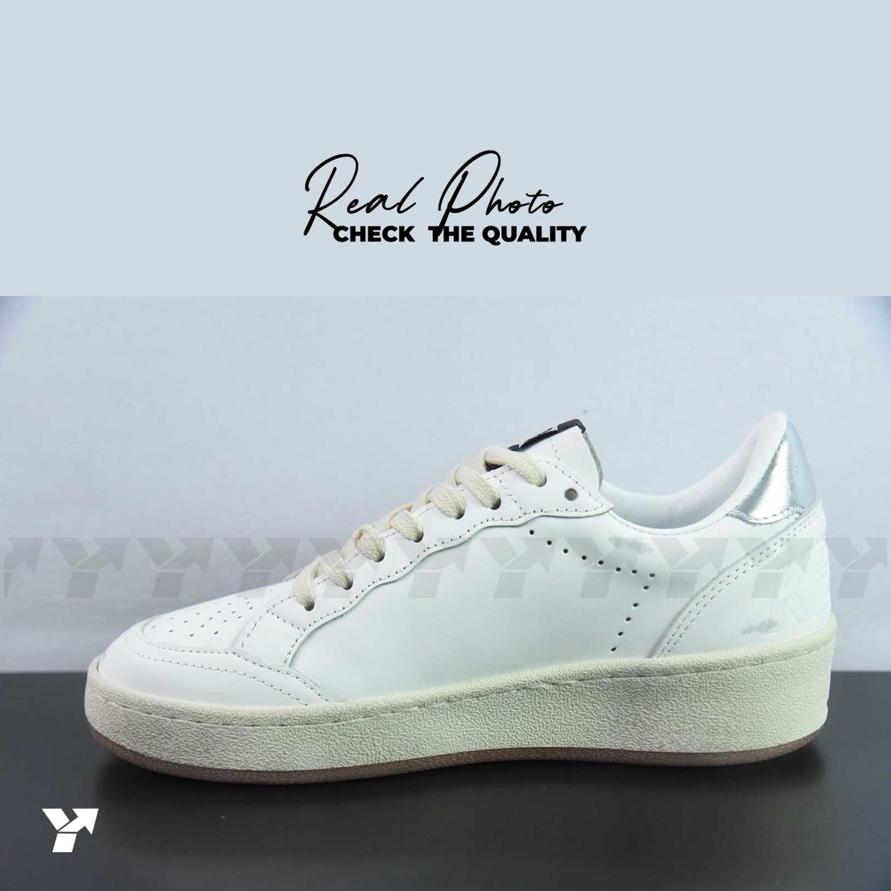 Golden Goose Ball Star 2-White Silver green gum