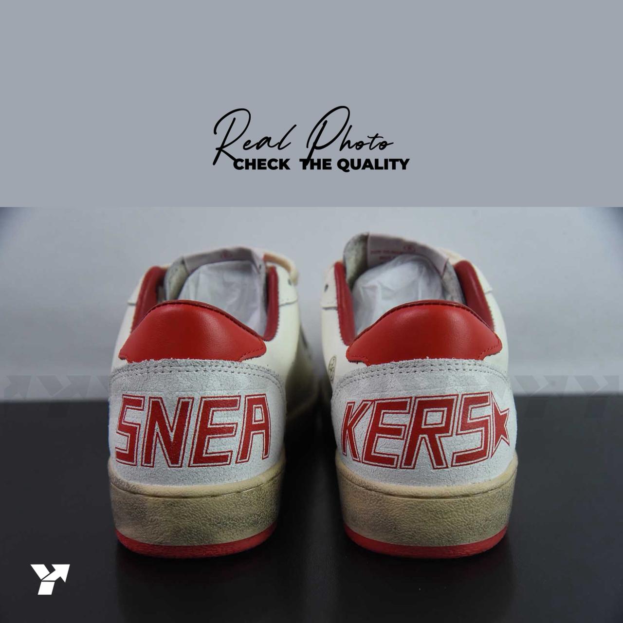 Golden Goose Ball-Star Low-White Red