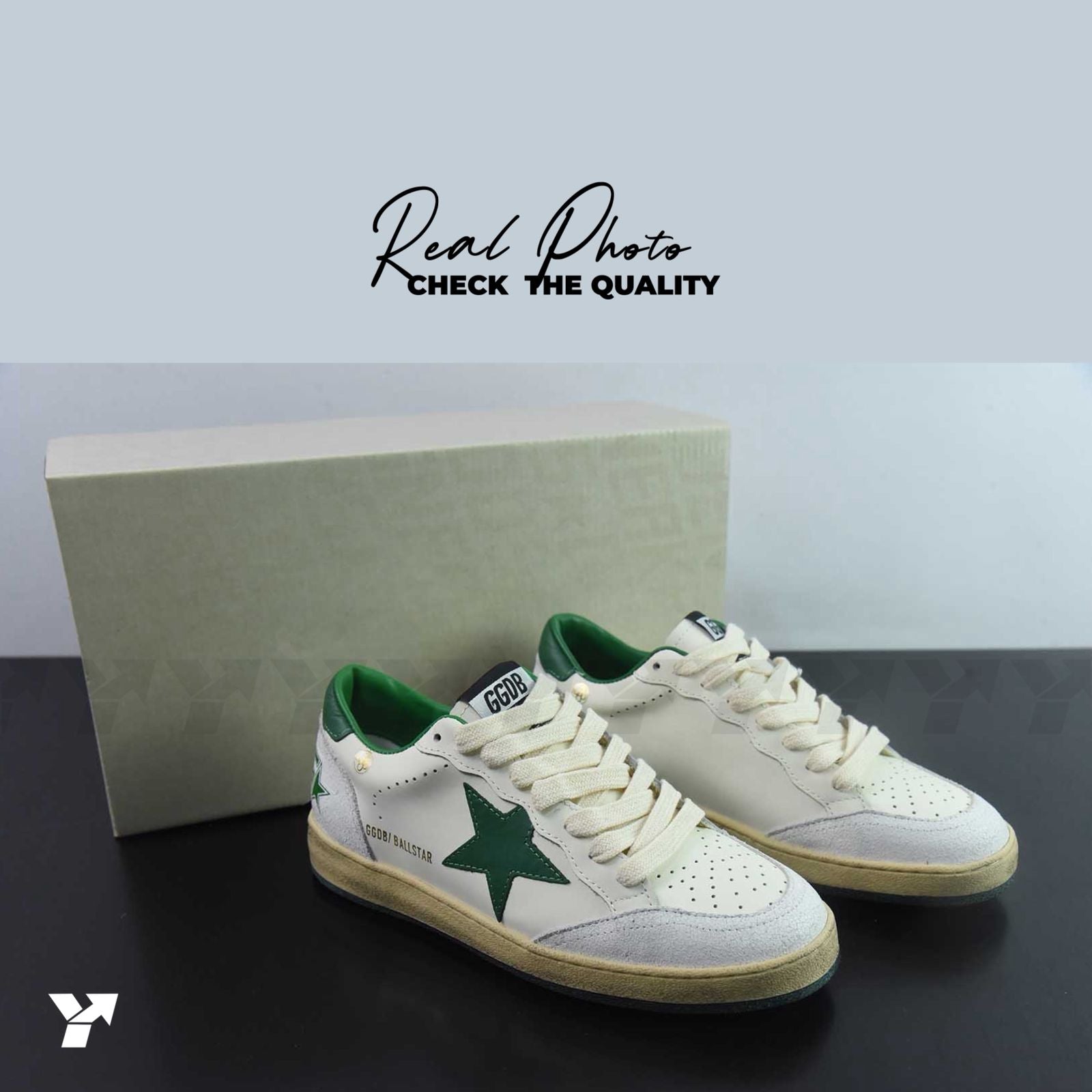 Golden Goose Ball-Star Low-White green