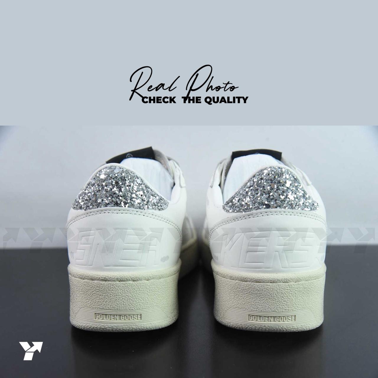 Golden Goose Ball Star 2 Deluxe-White Silver