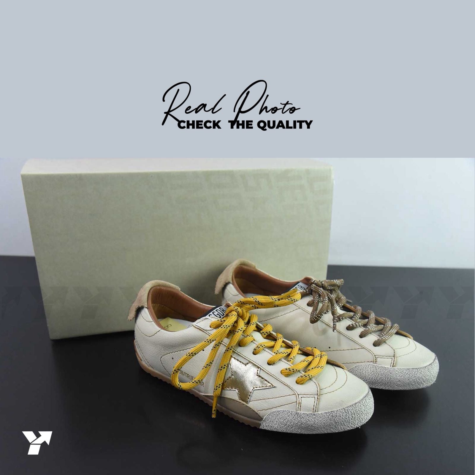 Golden Goose True Star-white nappa  beige suede heel