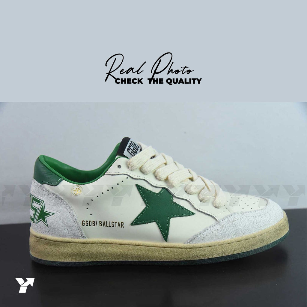 Golden Goose Ball-Star Low-White green