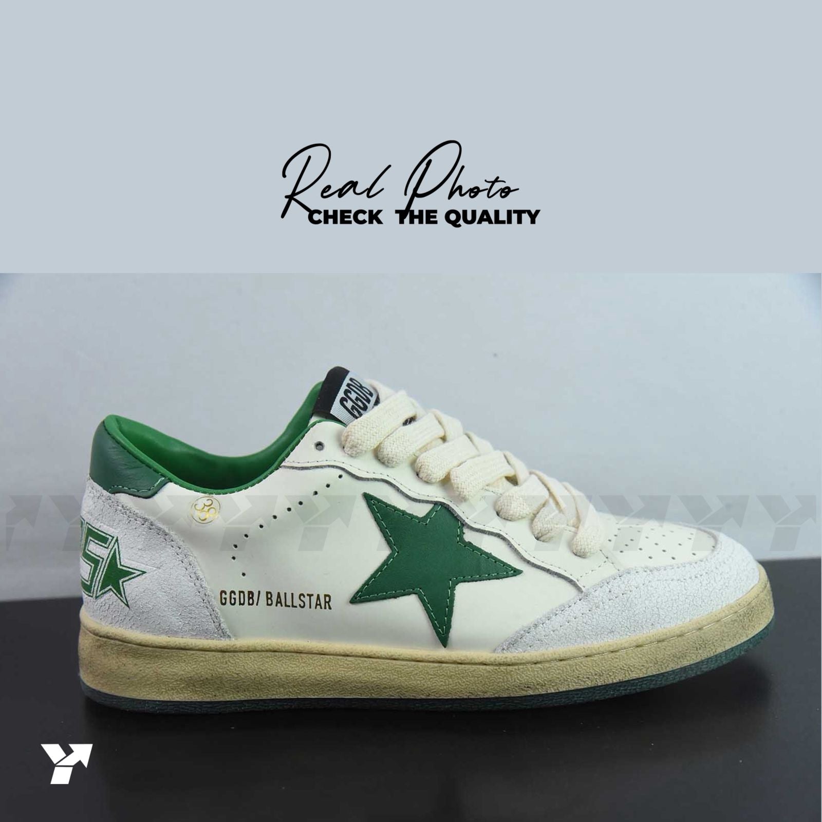 Golden Goose Ball-Star Low-White green