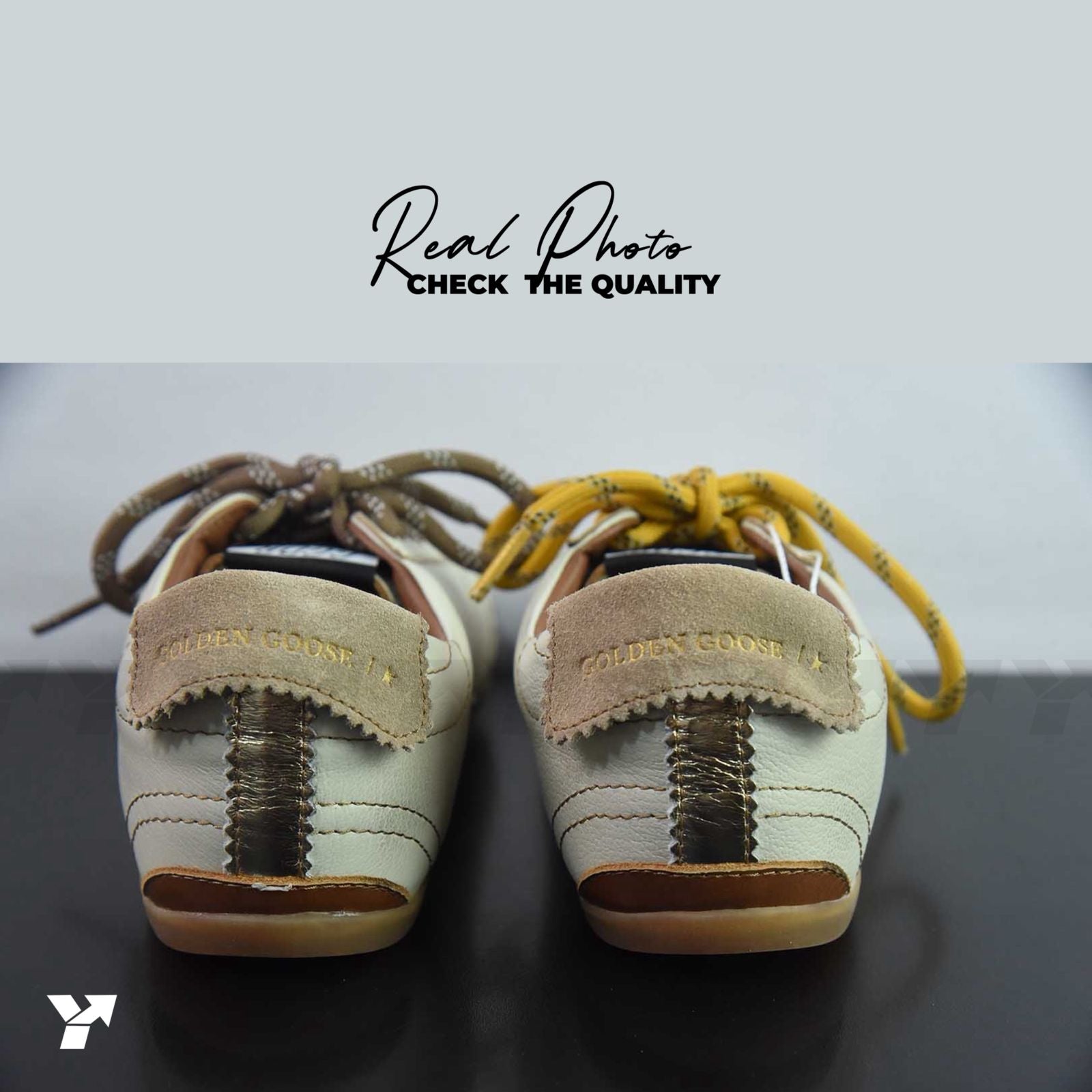 Golden Goose True Star-white nappa  beige suede heel