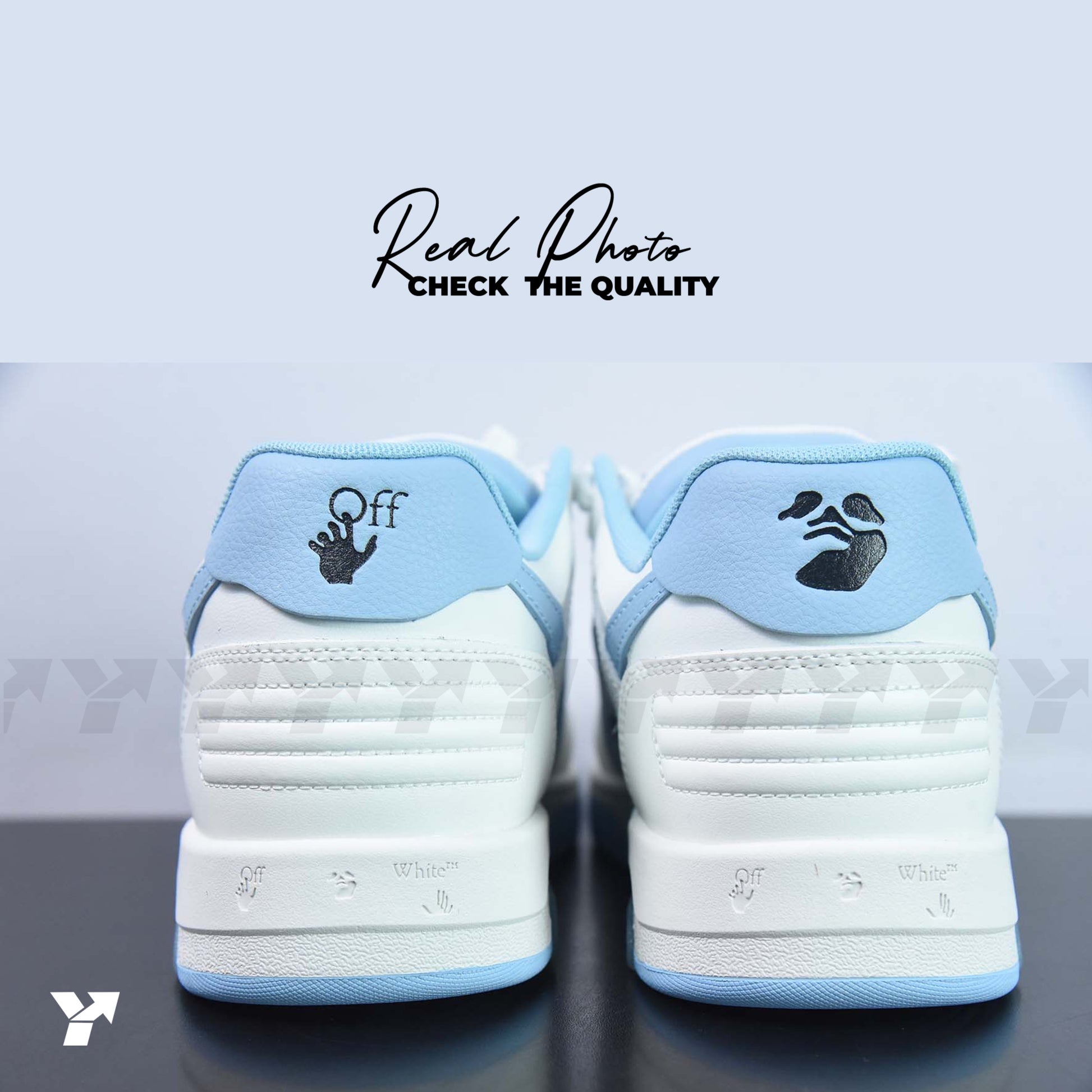 OFF-WHITE Out Of Office 00O Low Tops-White Light Blue