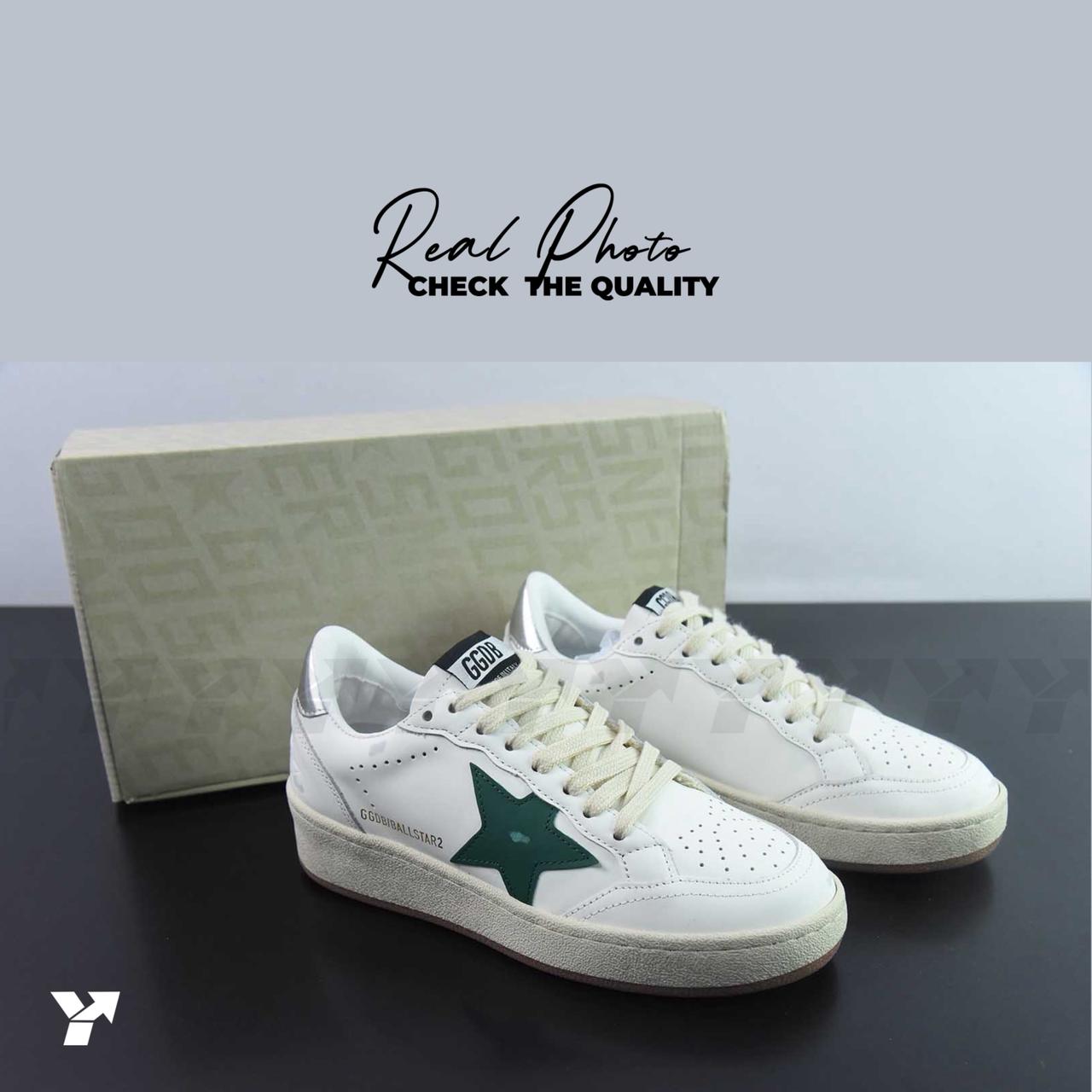 Golden Goose Ball Star 2-White Silver green gum