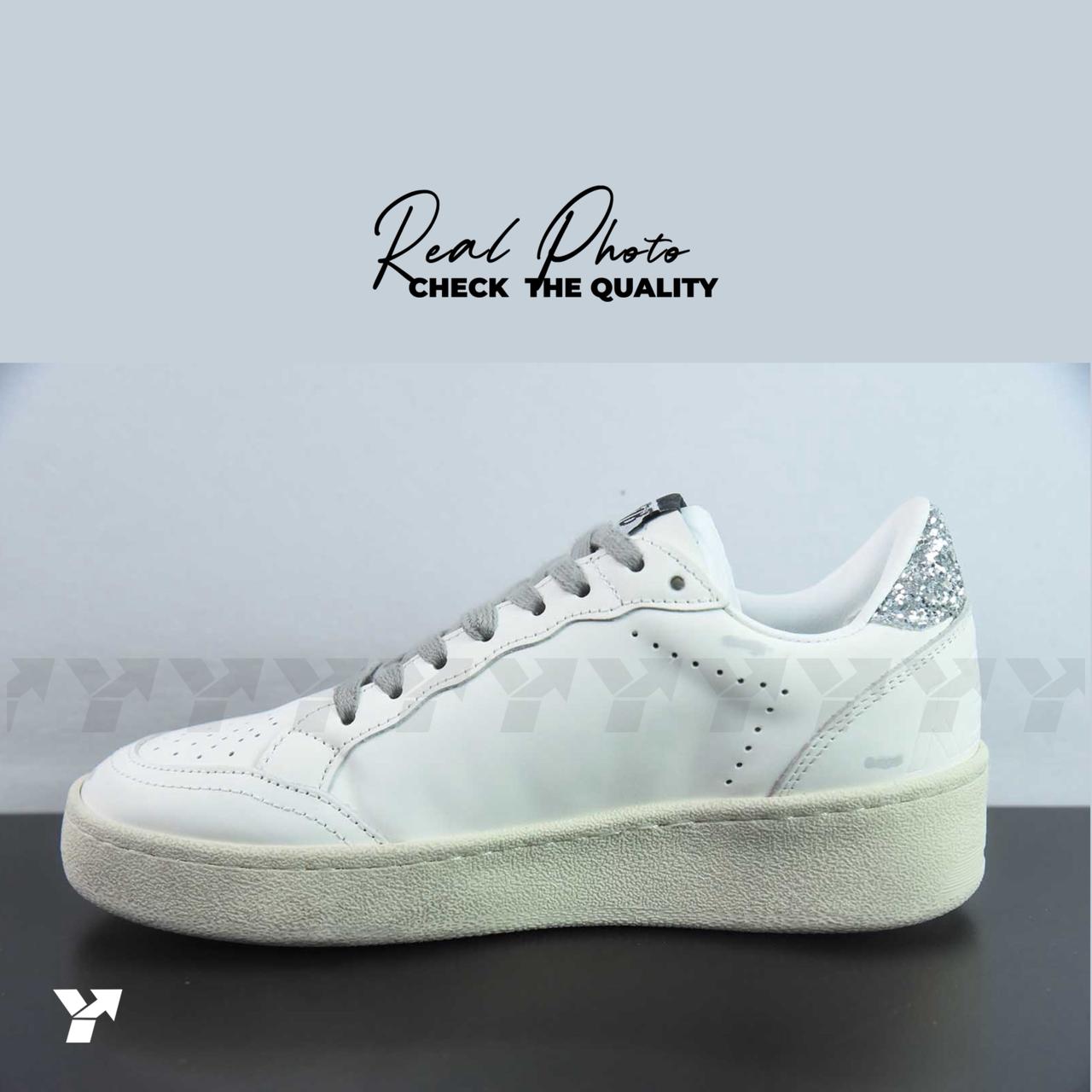 Golden Goose Ball Star 2 Deluxe-White Silver