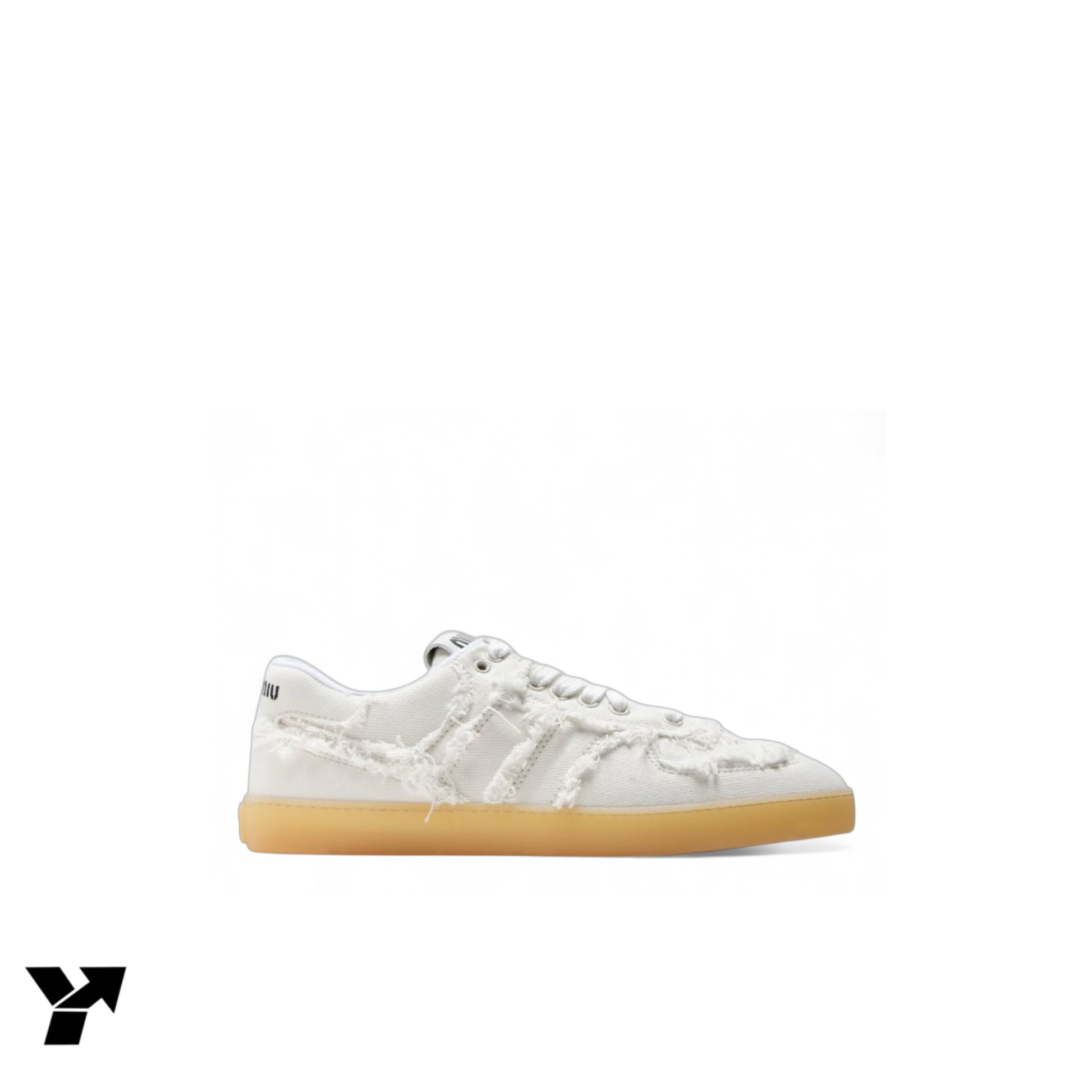 Miu Miu denim sneakers-Ivory