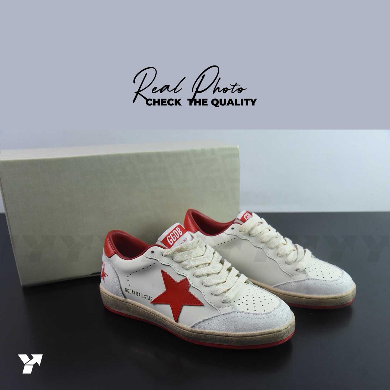 Golden Goose Ball-Star Low-White Red