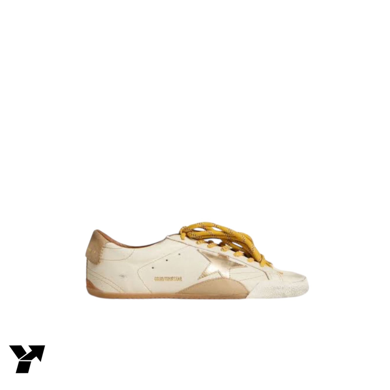 Golden Goose True Star-white nappa  beige suede heel