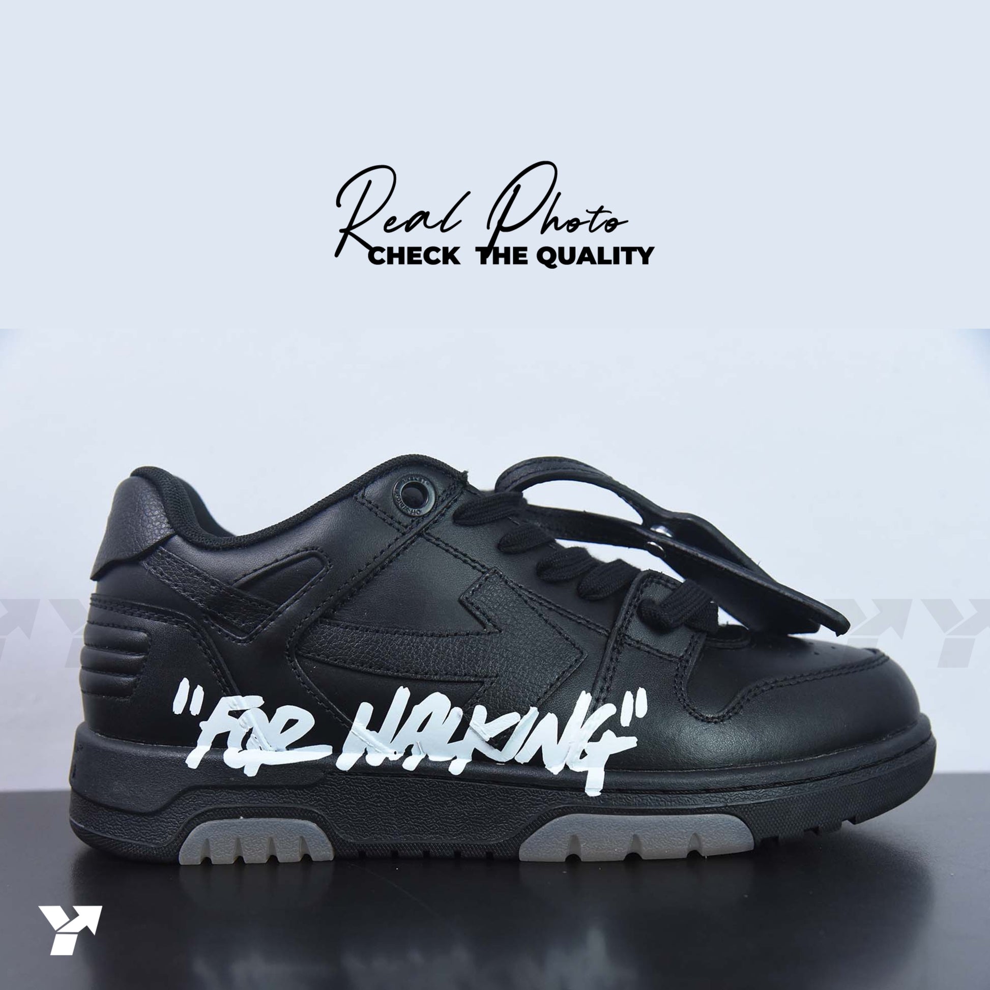 OFF-WHITE Out Of Office 00O "For Walking" Low Tops Black White
