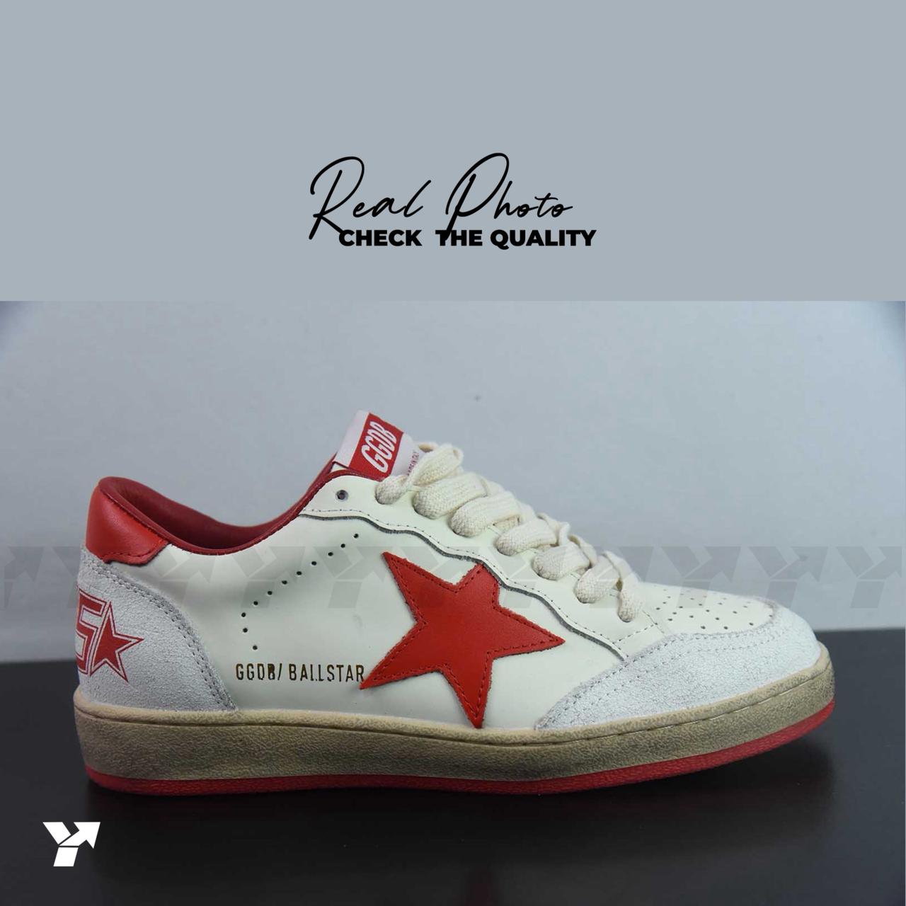Golden Goose Ball-Star Low-White Red