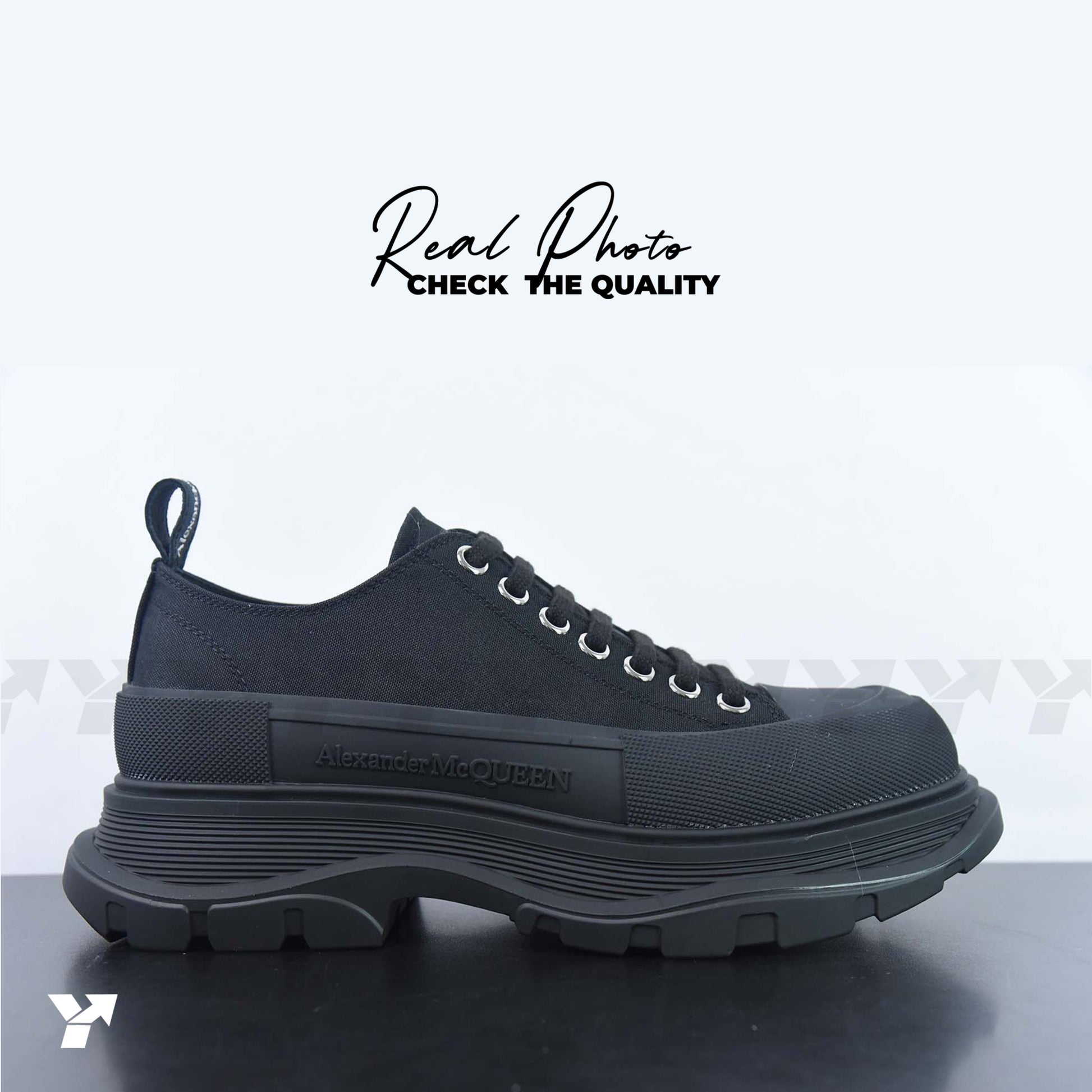 Alexander McQueen Tread Slick Low Lace Up-Black