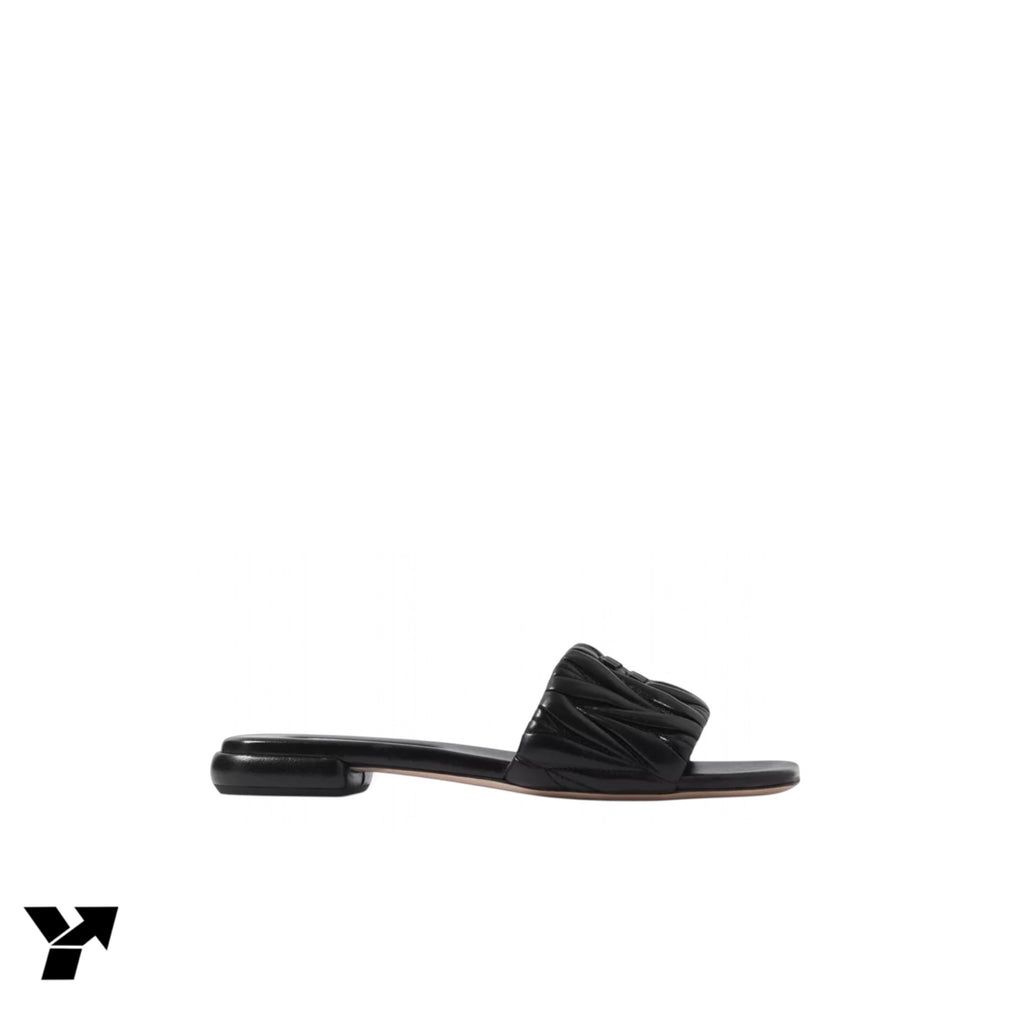 Miu Miu matelassé leather slides-Black