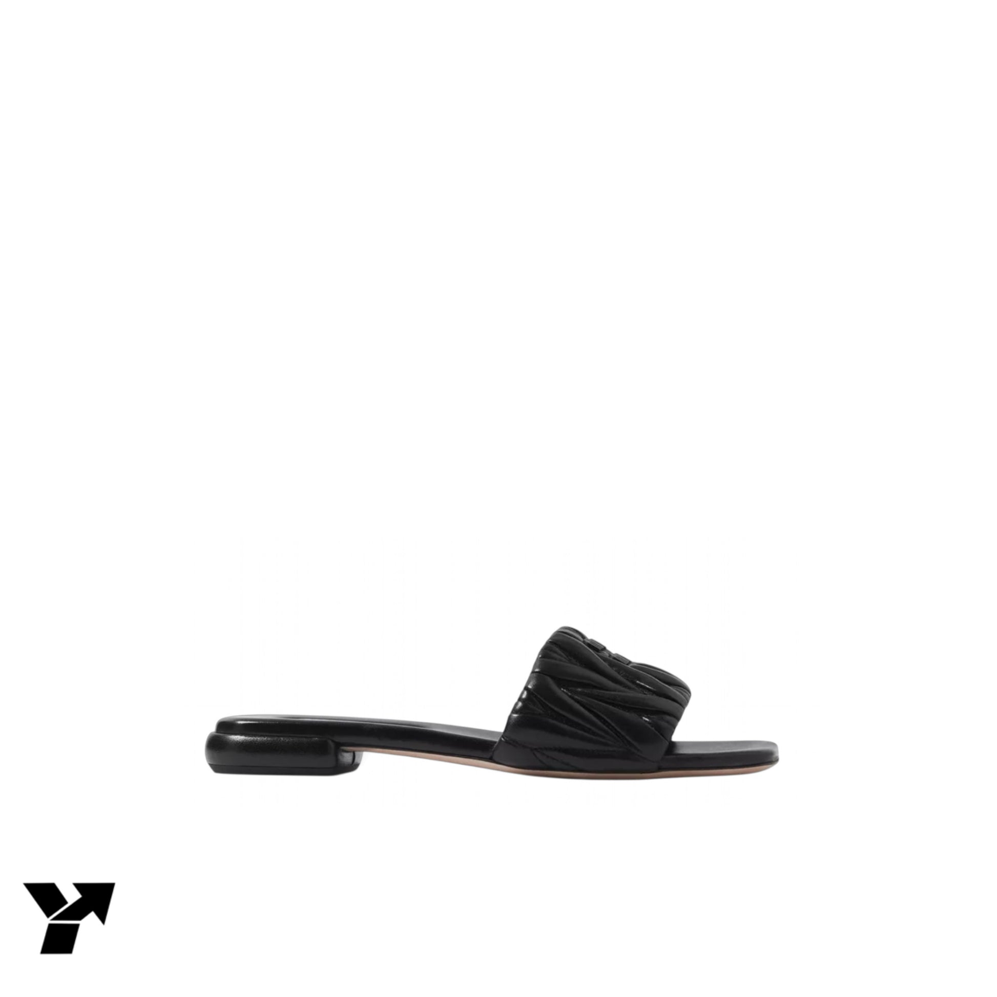 Miu Miu matelassé leather slides-Black