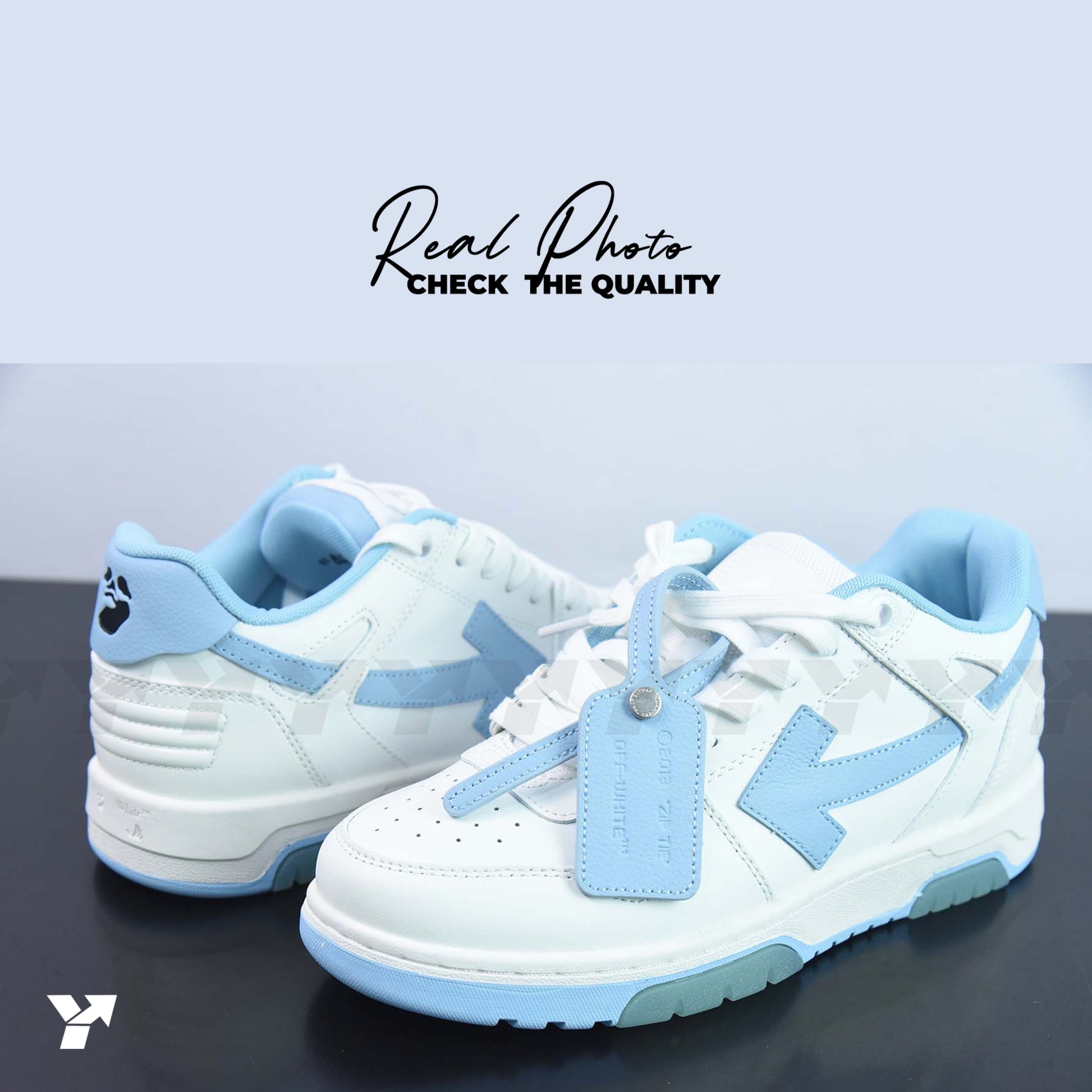 OFF-WHITE Out Of Office 00O Low Tops-White Light Blue