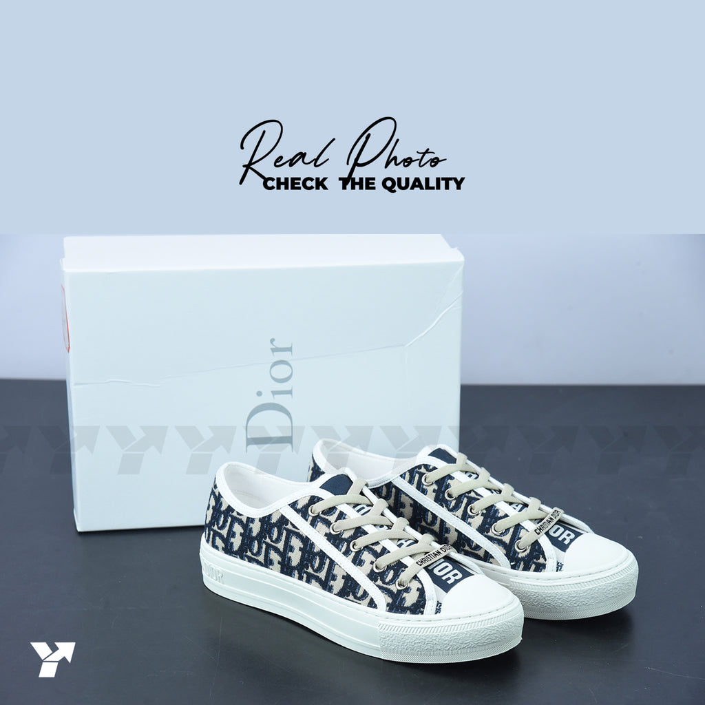 Dior Wmns Walk'N'Dior-Embroidered Canvas Low navy blue