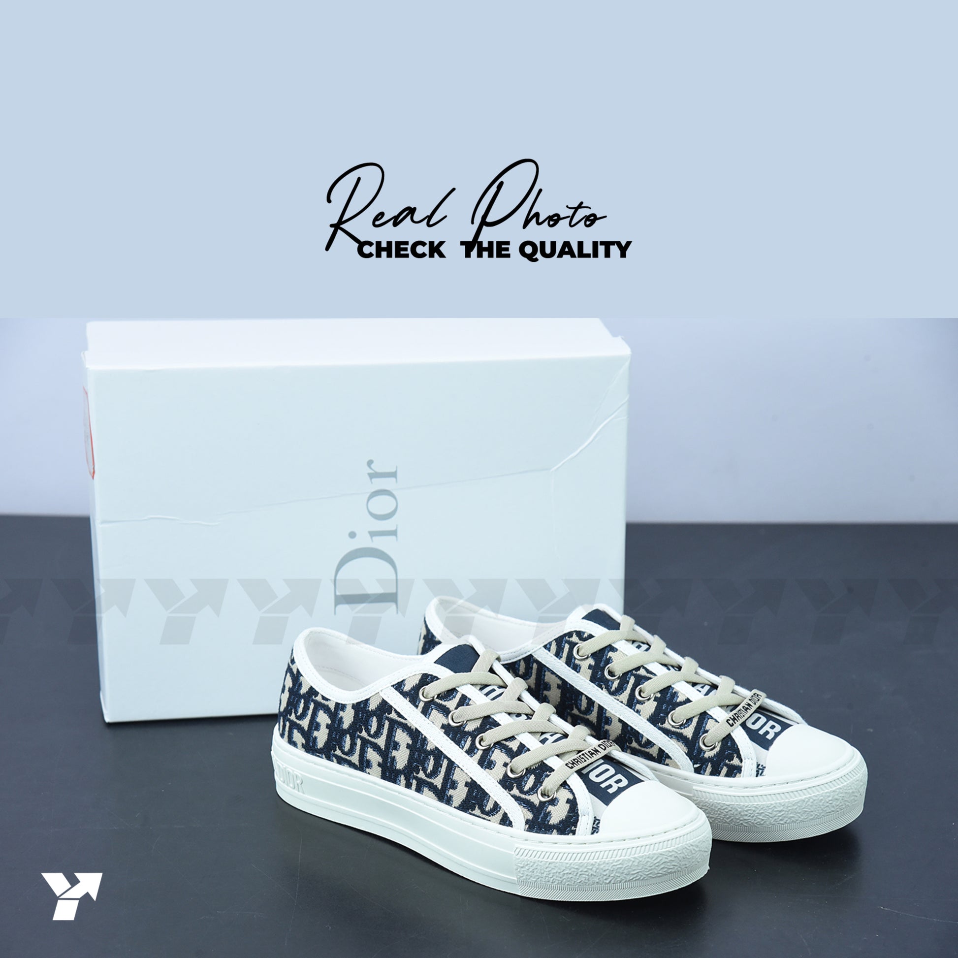 Dior Wmns Walk'N'Dior-Embroidered Canvas Low navy blue