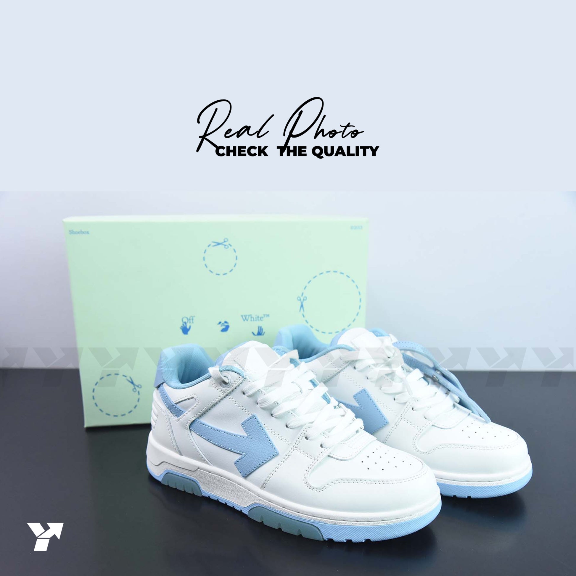 OFF-WHITE Out Of Office 00O Low Tops-White Light Blue