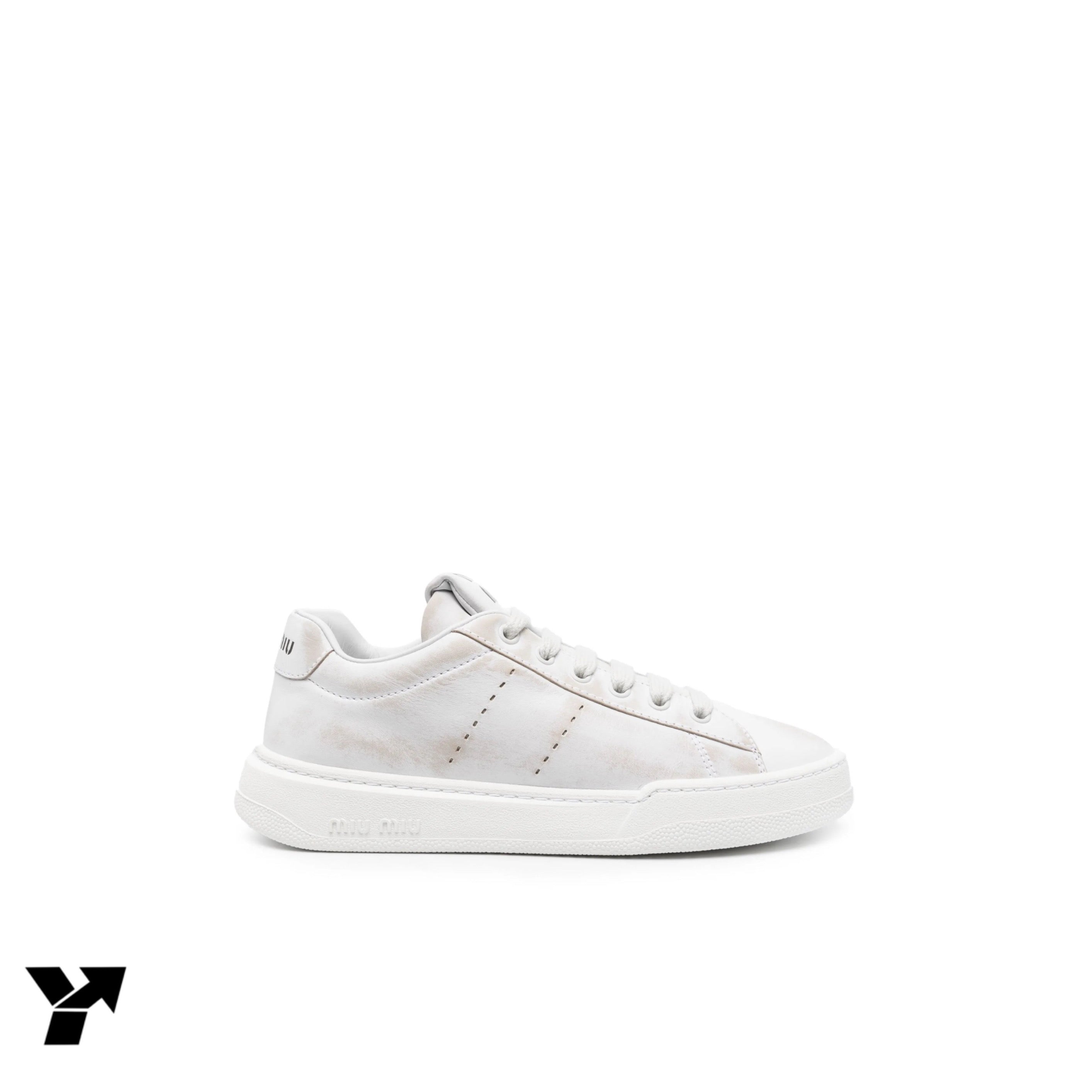 【MIU MIU】BLEACHED SNEAKERS Ecru Bleached Suede Sneakers | Miu Miu