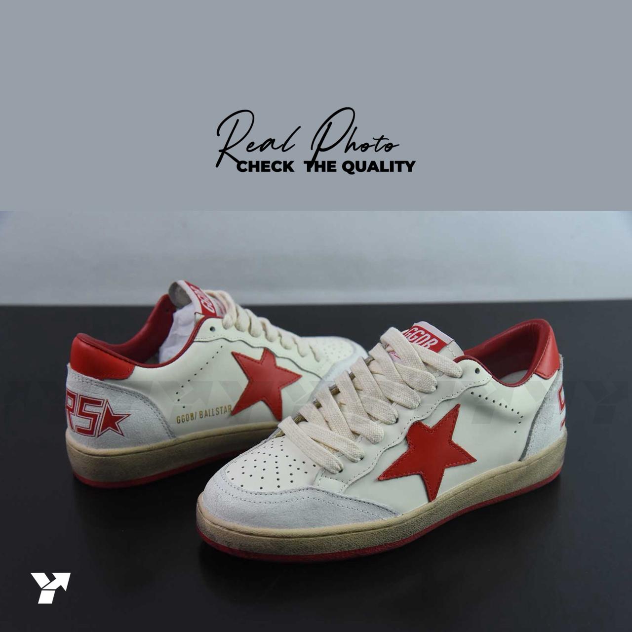 Golden Goose Ball-Star Low-White Red
