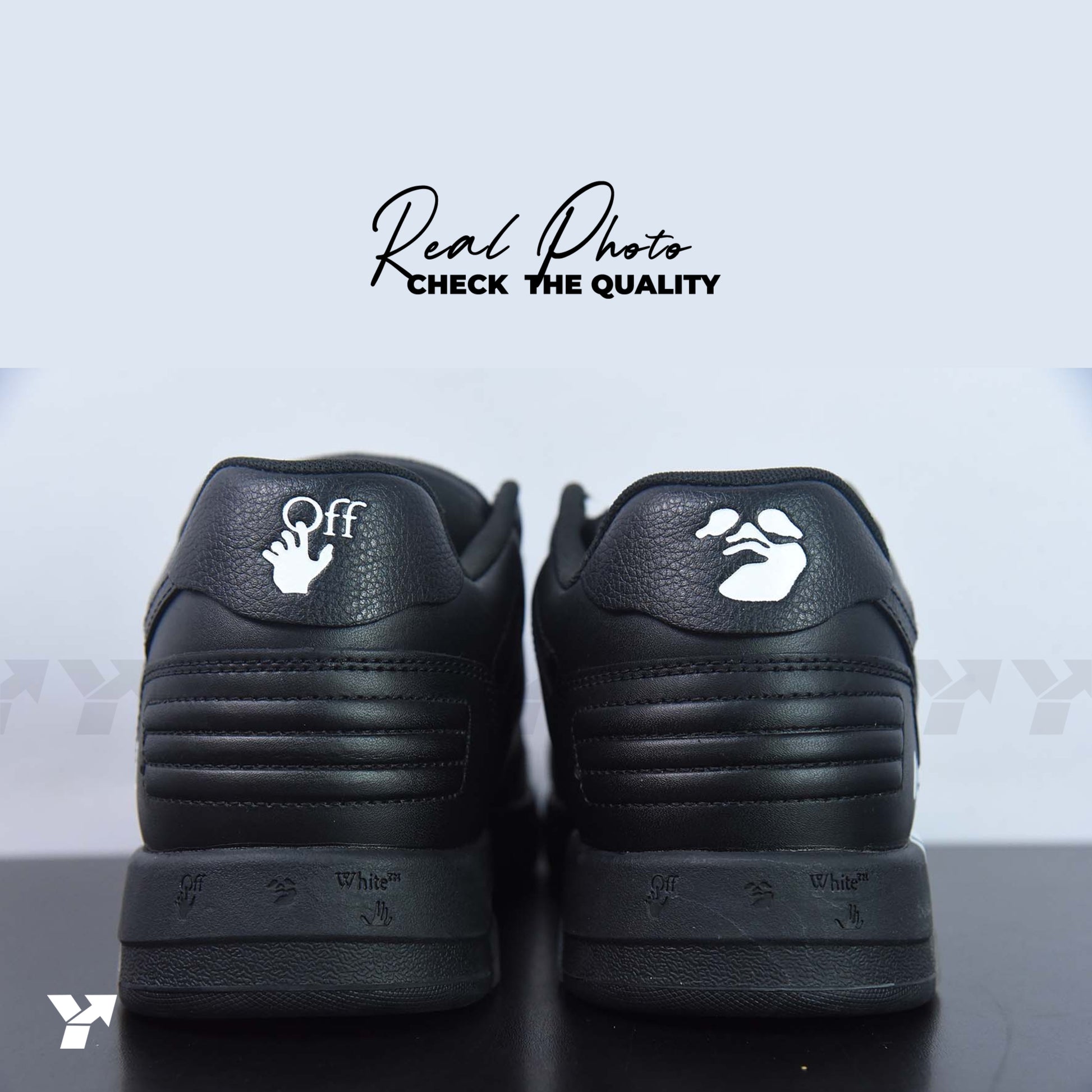 OFF-WHITE Out Of Office 00O "For Walking" Low Tops Black White