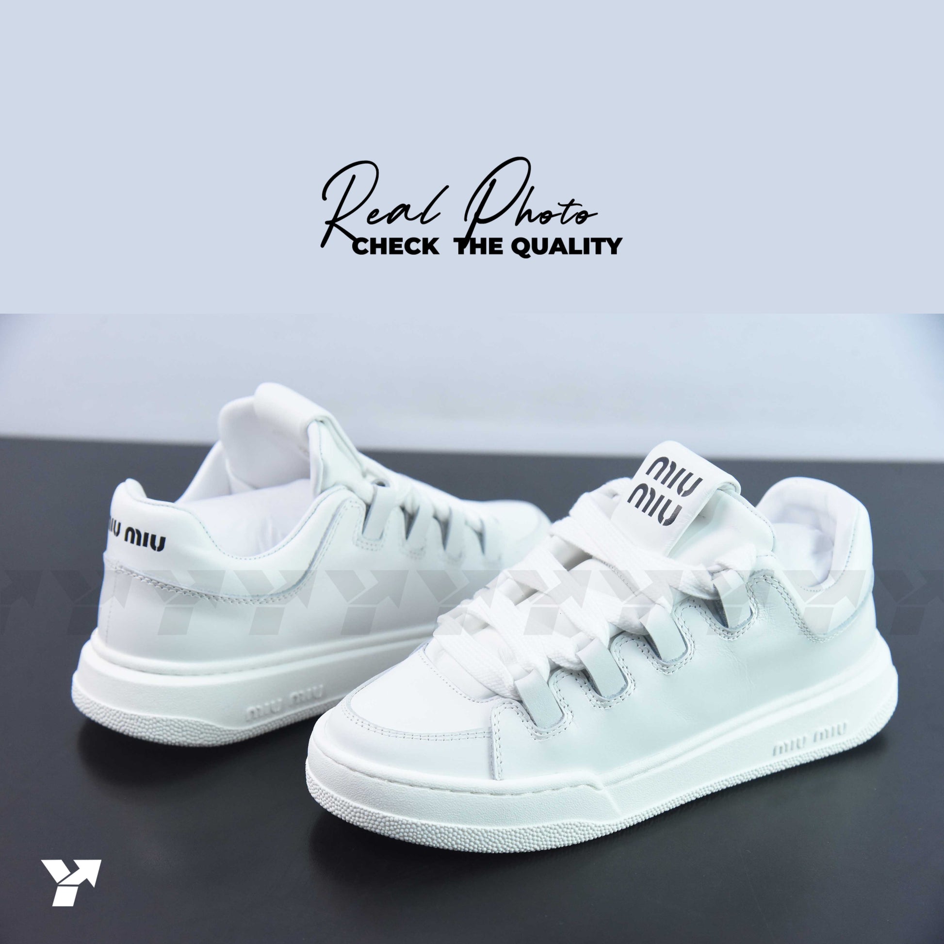 Miu Miu leather sneakers-White