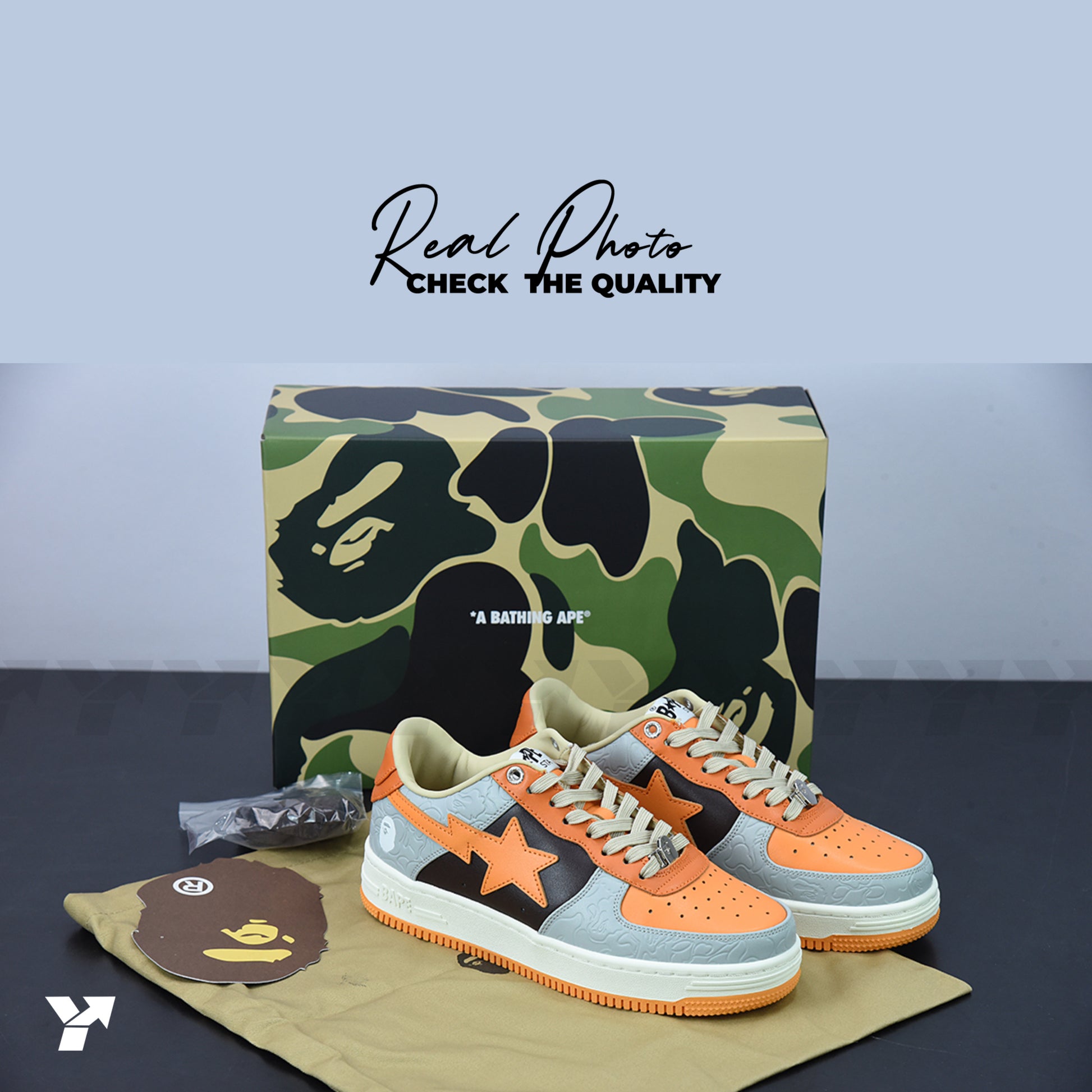 A Bathing Ape Bape Sta Low-Grey Orange