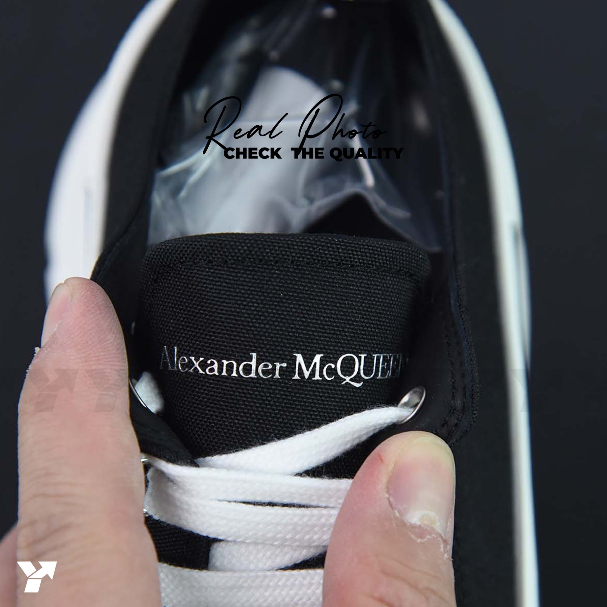 Alexander McQueen Tread Slick Low Lace Up-Black White