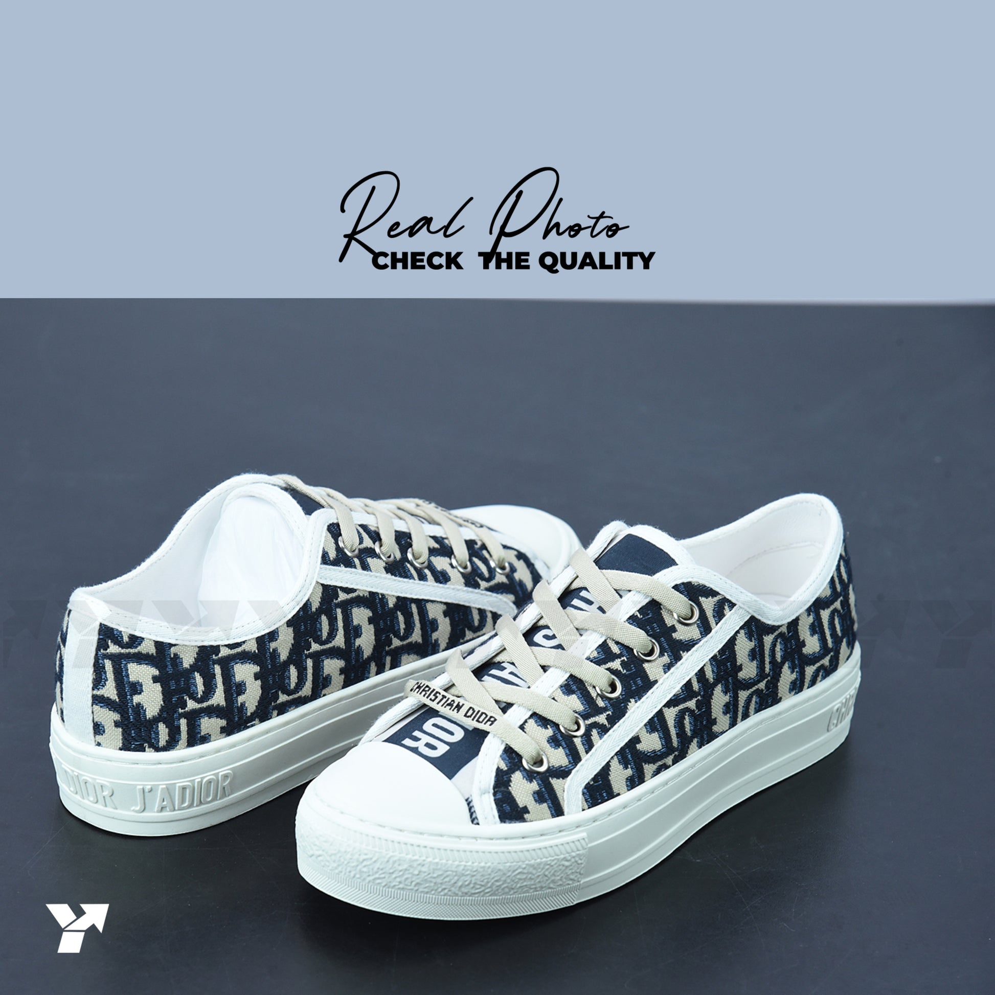 Dior Wmns Walk'N'Dior-Embroidered Canvas Low navy blue