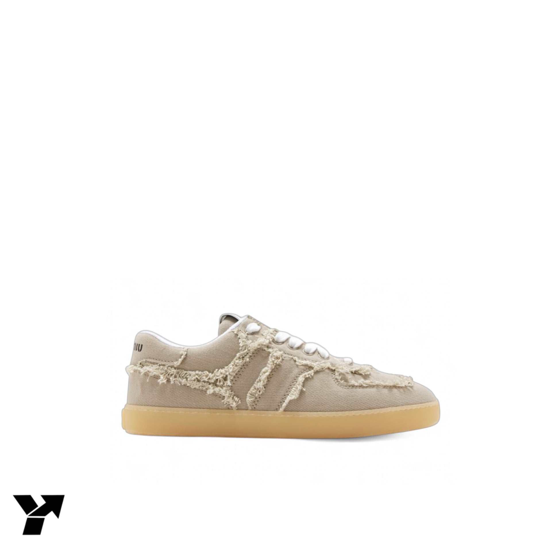 Miu Miu denim sneakers-Colonial Beige