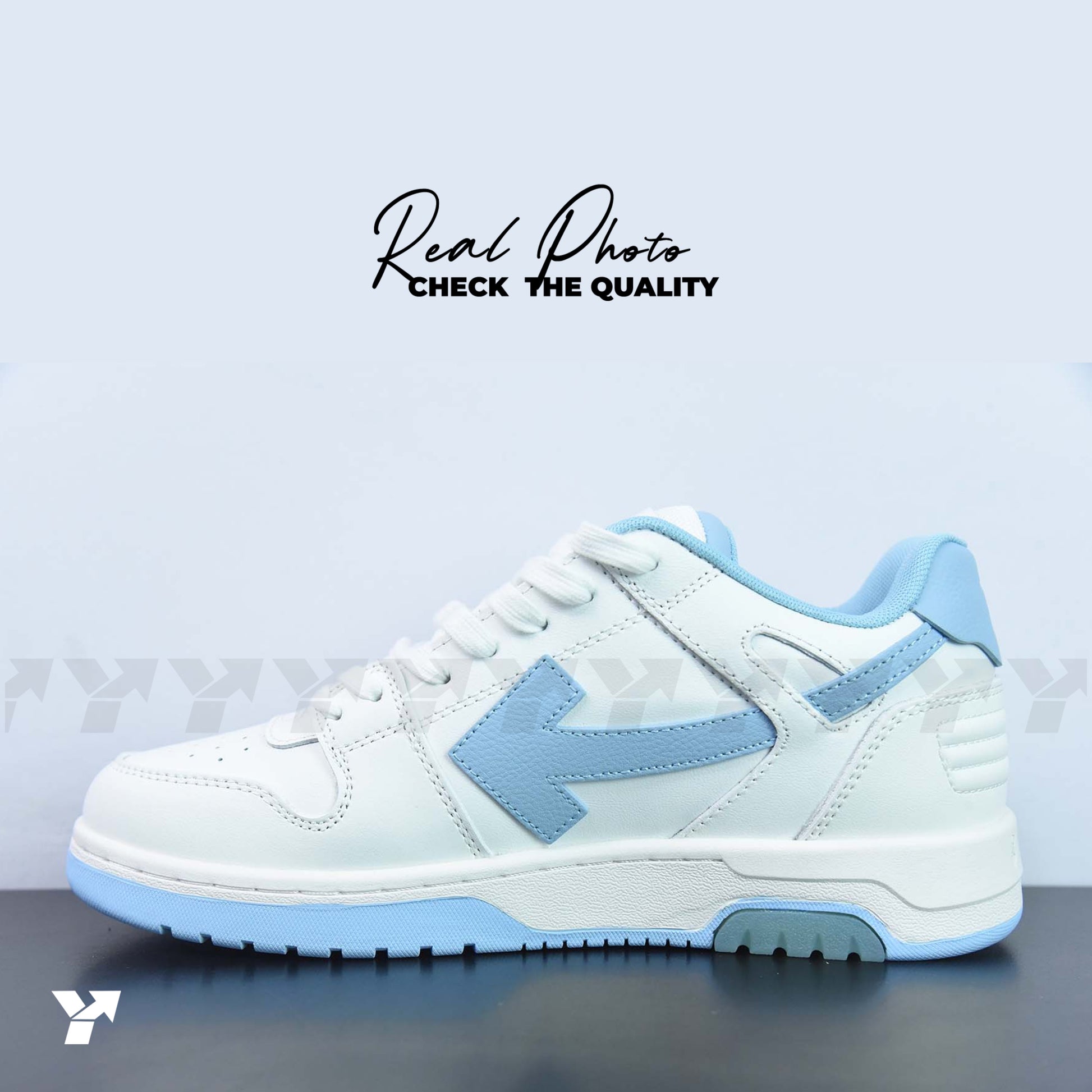 OFF-WHITE Out Of Office 00O Low Tops-White Light Blue
