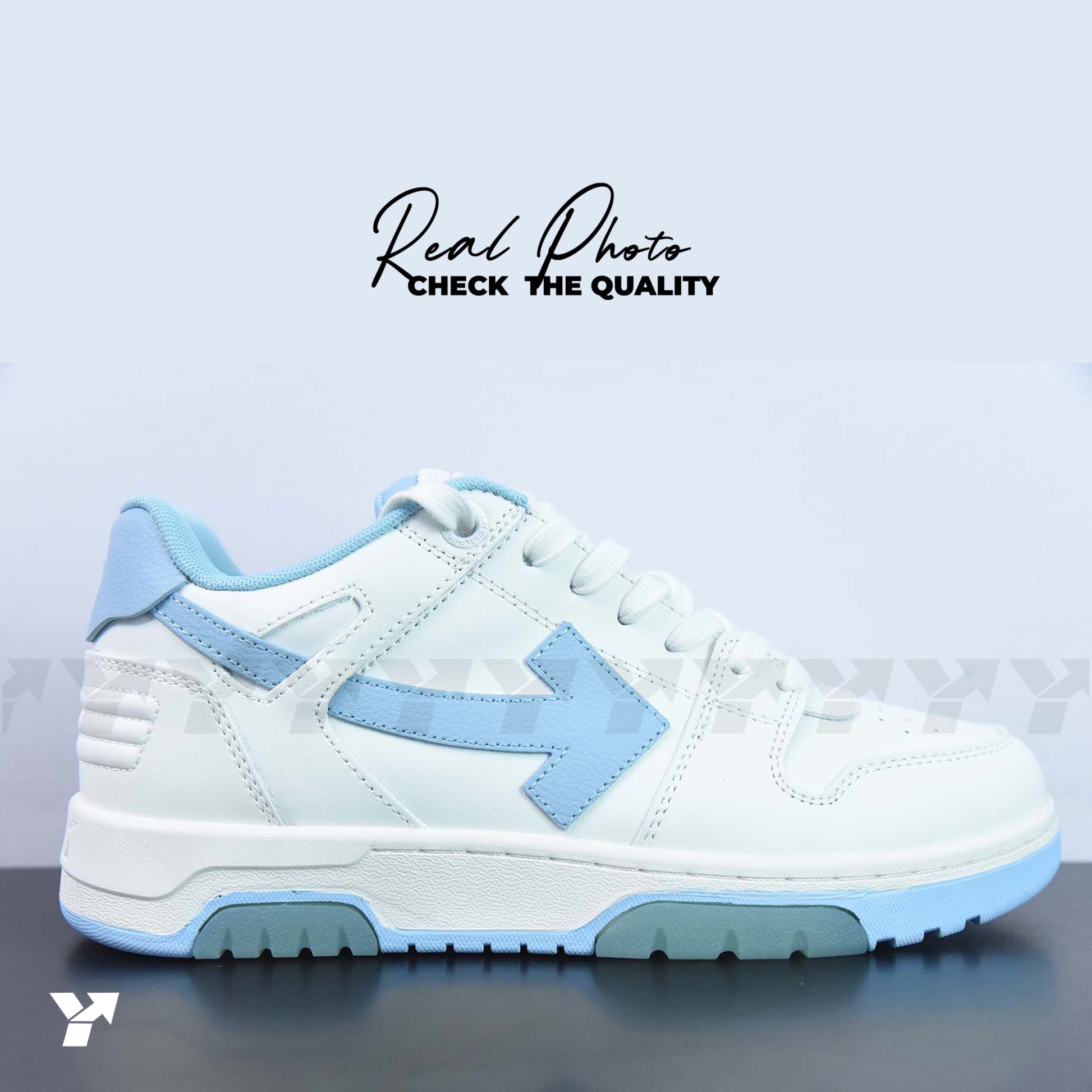 OFF-WHITE Out Of Office 00O Low Tops-White Light Blue