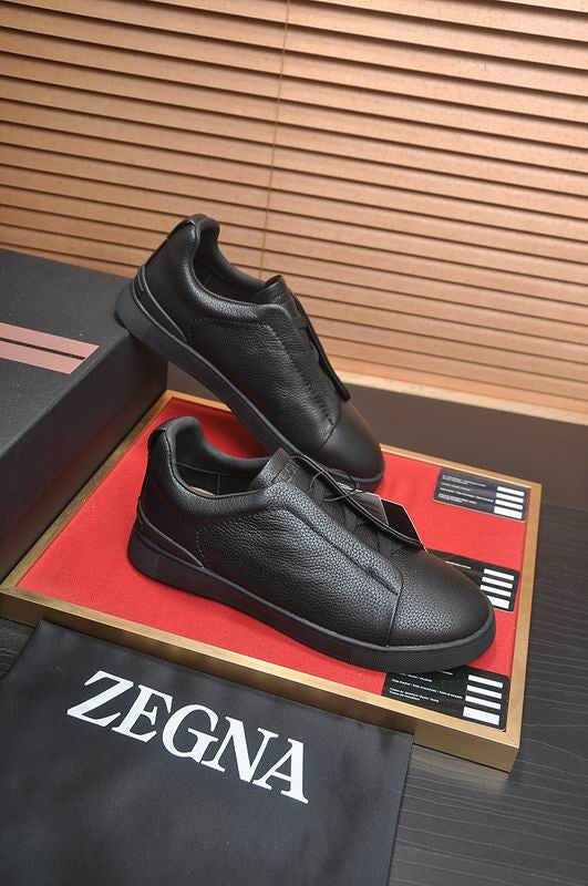Zegna black deerskin Triple Stitch™ sneakers