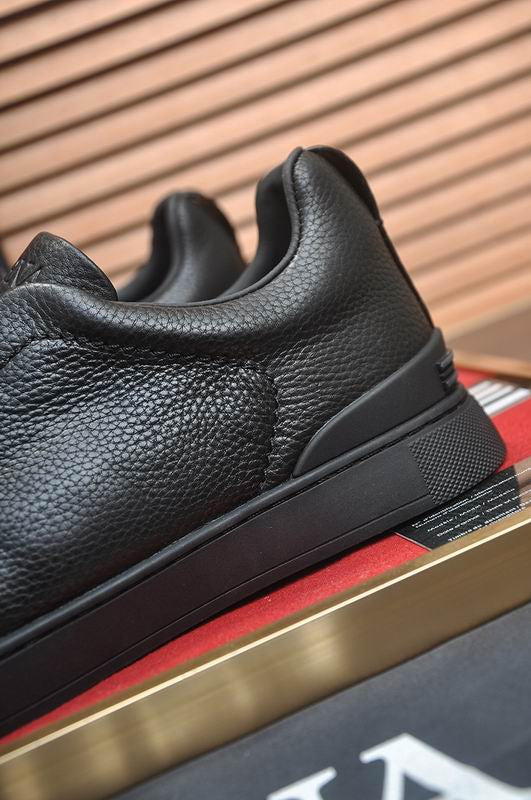 Zegna black deerskin Triple Stitch™ sneakers