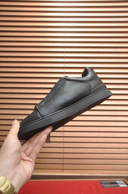 Zegna black deerskin Triple Stitch™ sneakers