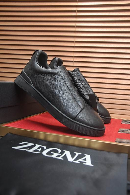 Zegna black deerskin Triple Stitch™ sneakers
