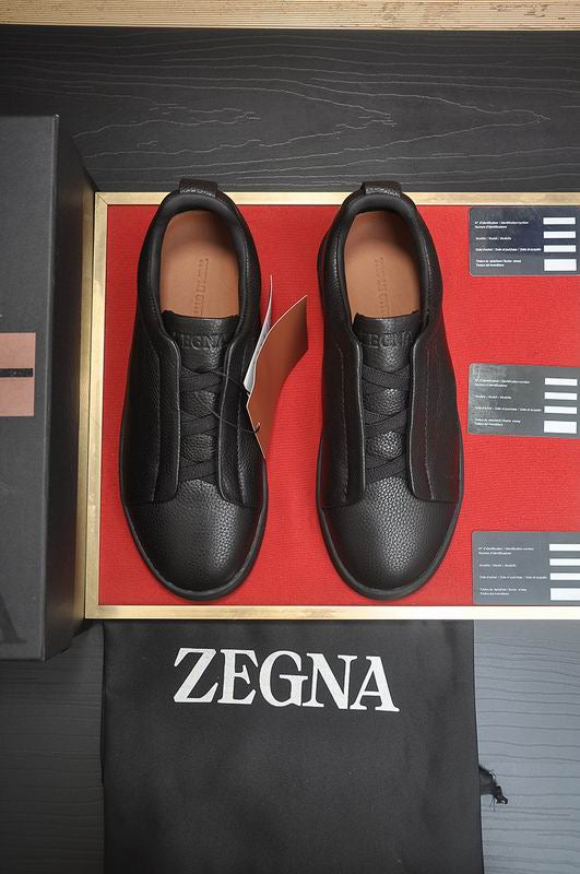 Zegna black deerskin Triple Stitch™ sneakers