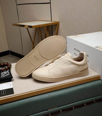 Zegna beige deerskin Triple Stitch™ sneakers