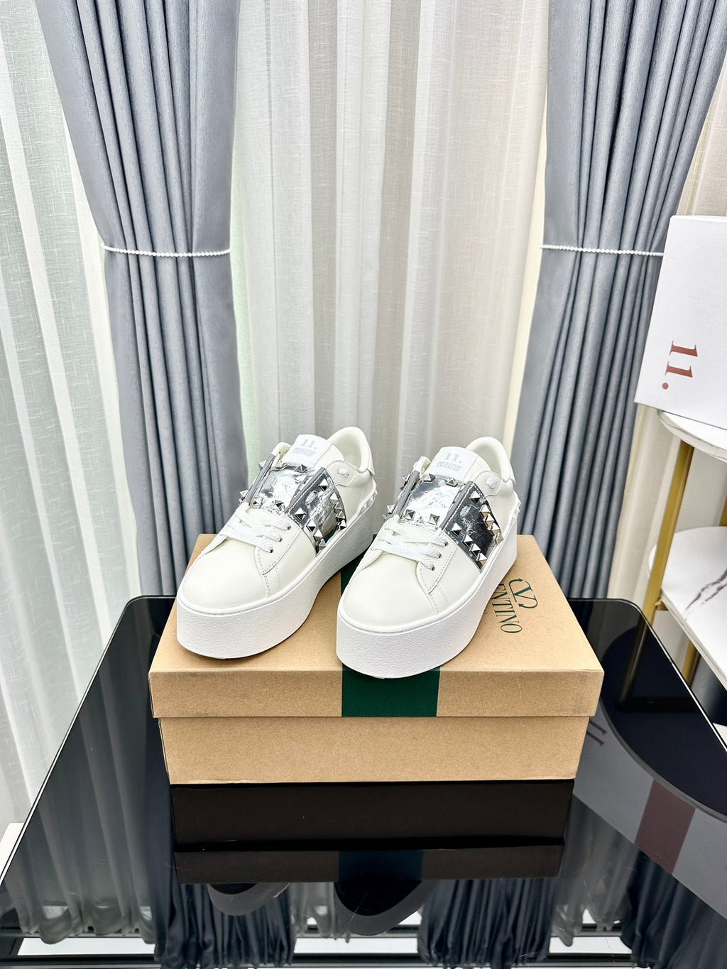 Valentino Wmns Rockstud Platform 'Untitled - White Silver'