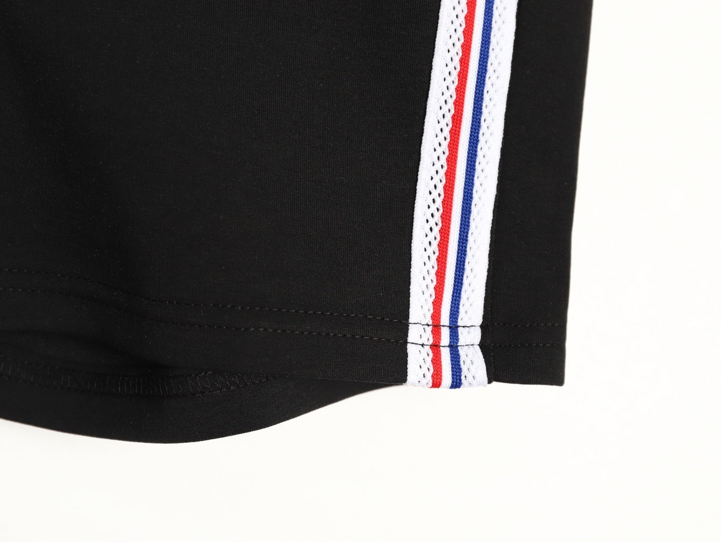 MONCLER  Logo Embroidered Red, Blue and White Striped Shorts