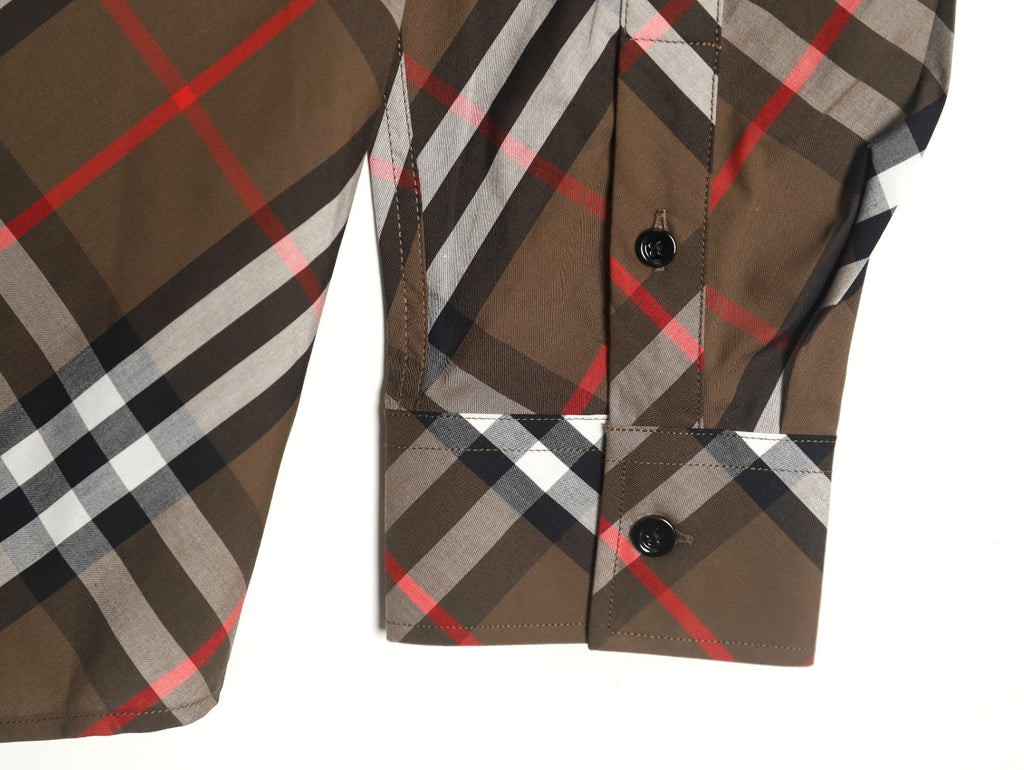 Burberry plaid cotton long-sleeved shirt - Brown