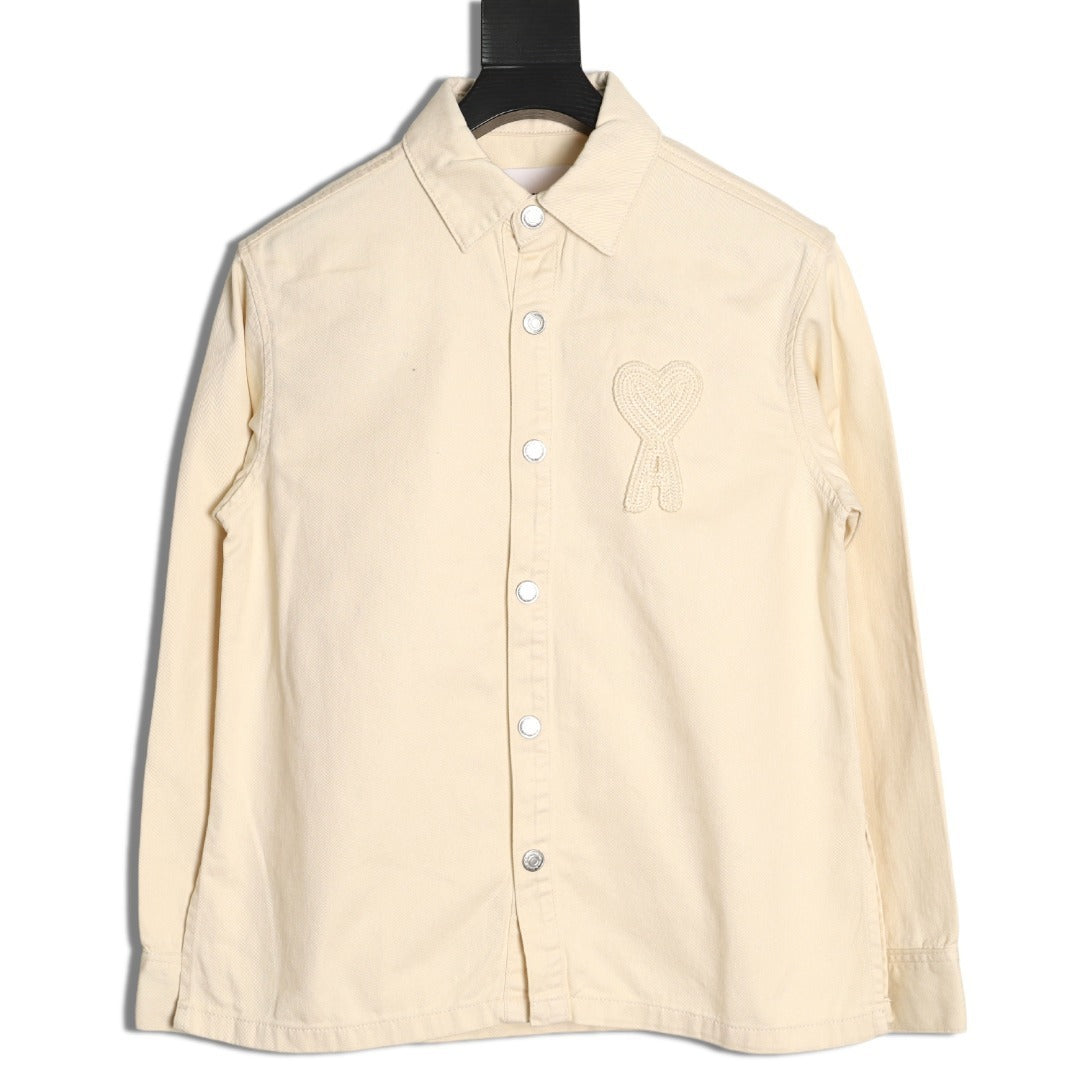 AMI PARIS  25Fw Woven Heart Embroidered Denim Shirt Jacket