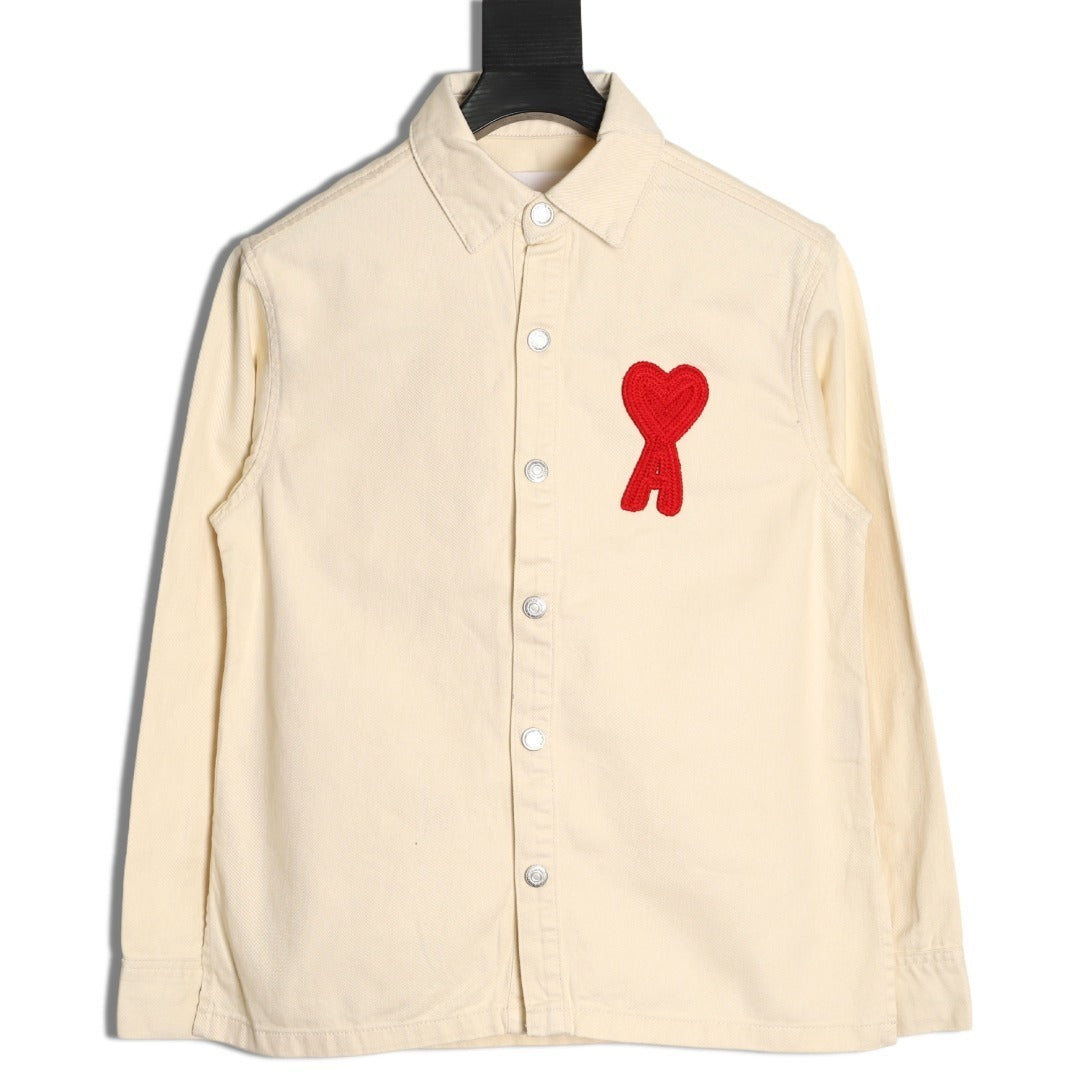 AMI PARIS  25Fw Woven Heart Embroidered Denim Shirt Jacket