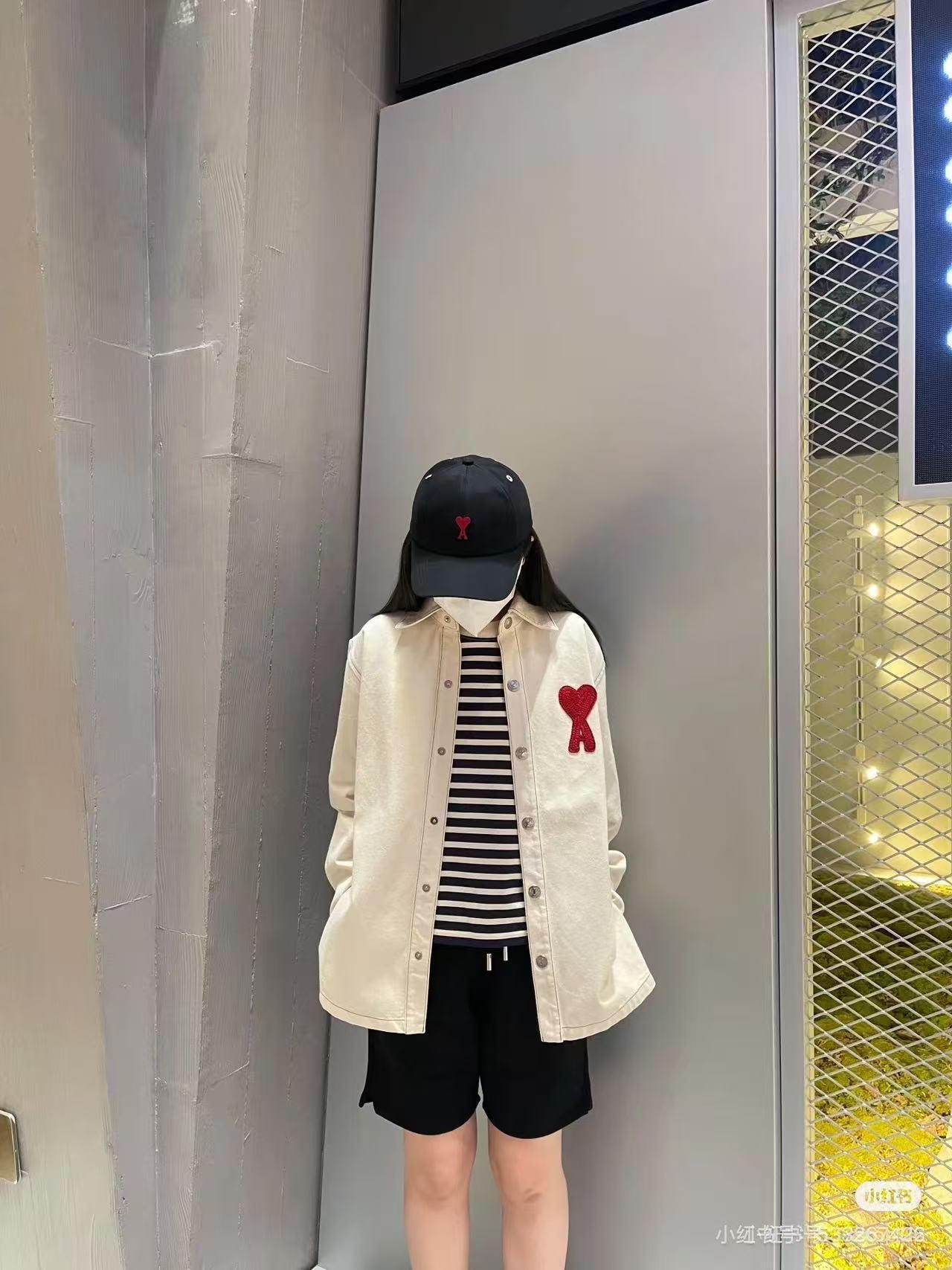 AMI PARIS  25Fw Woven Heart Embroidered Denim Shirt Jacket